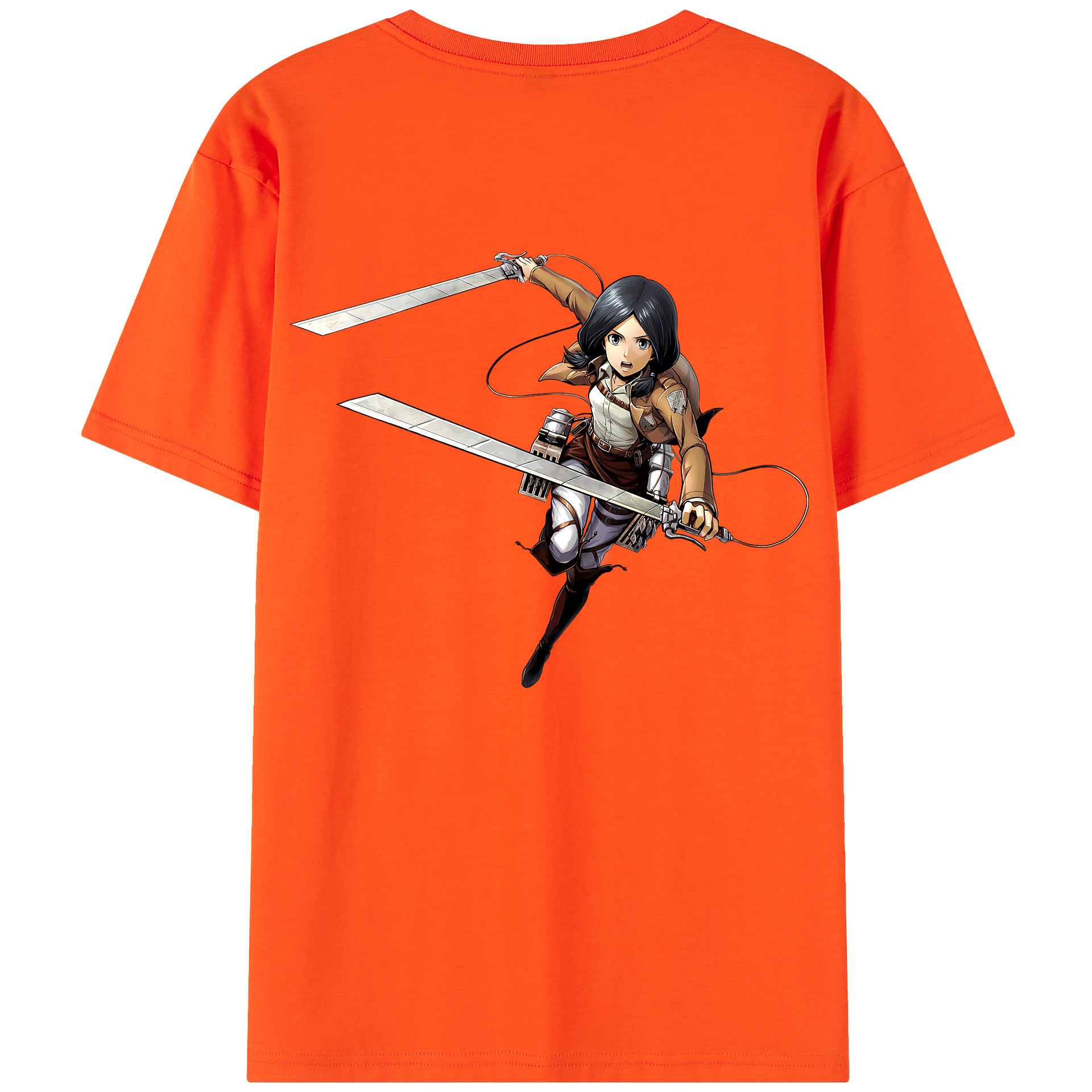 （画像用） 進撃の巨人 ミカサ·アッカーマン Attack on Titan Mikasa Ackerman 綿100％半袖Tシャツ（背面プリント）