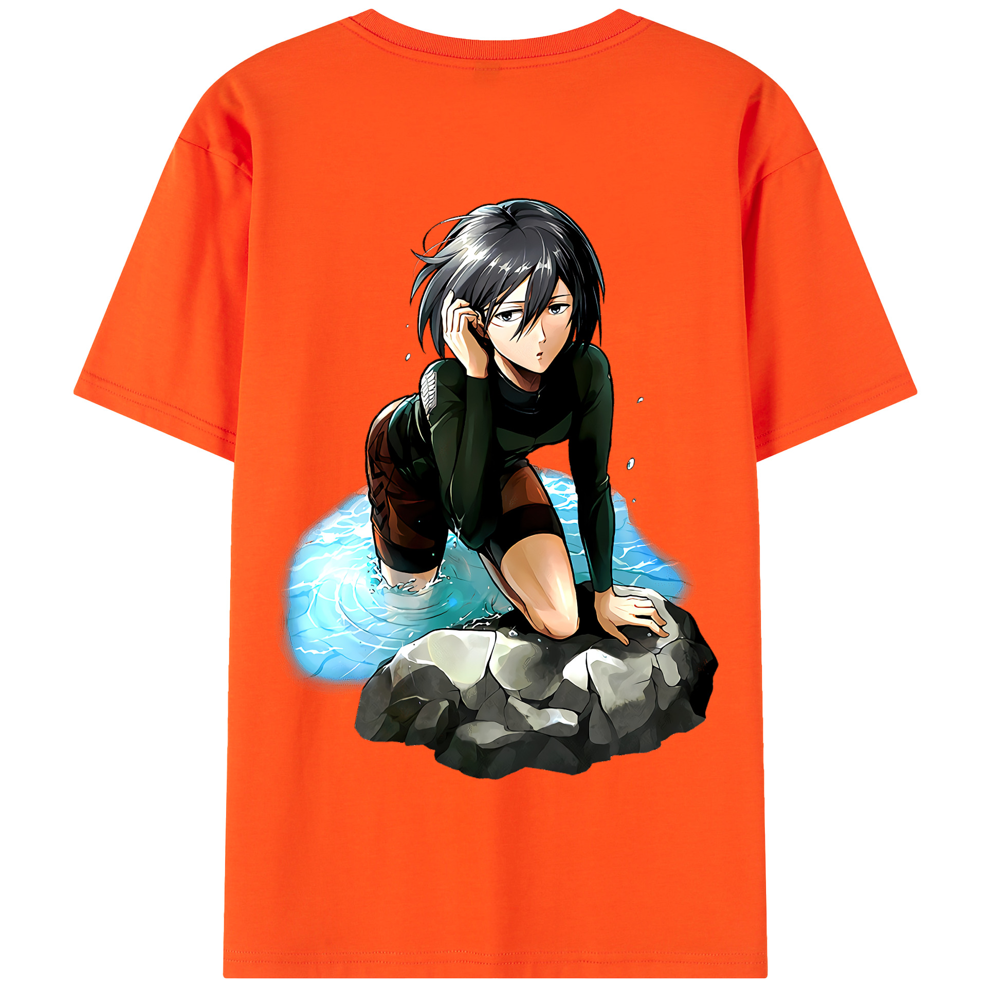 （画像用） 進撃の巨人 ミカサ·アッカーマン Attack on Titan Mikasa Ackerman 綿100％半袖Tシャツ（背面プリント）