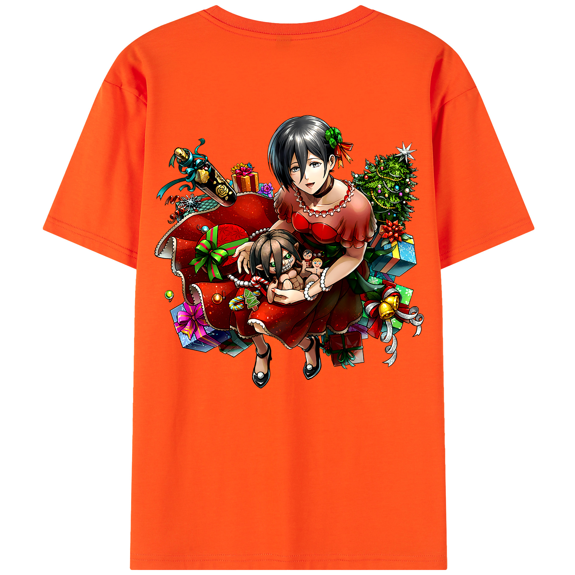 （画像用） 進撃の巨人 ミカサ·アッカーマン Attack on Titan Mikasa Ackerman 綿100％半袖Tシャツ（背面プリント）