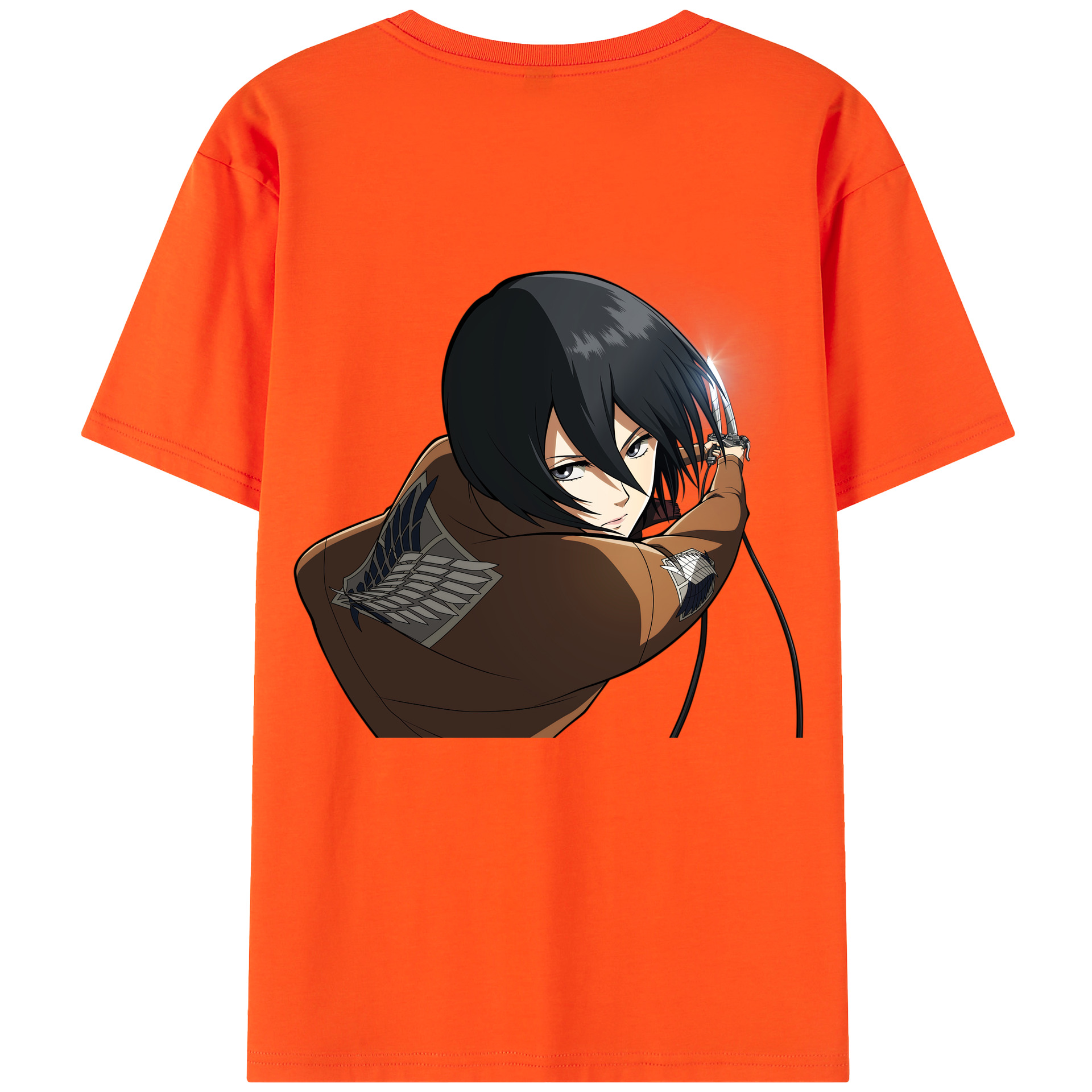 （画像用） 進撃の巨人 ミカサ·アッカーマン Attack on Titan Mikasa Ackerman 綿100％半袖Tシャツ（背面プリント）
