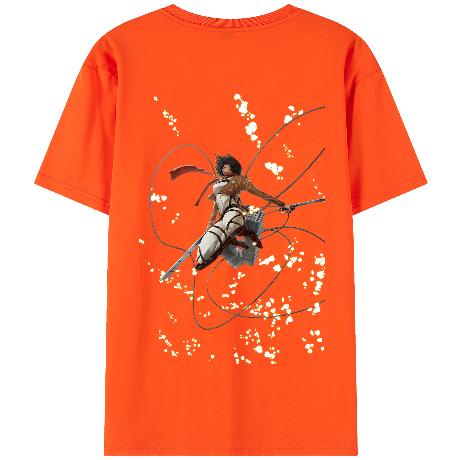（画像用） 進撃の巨人 ミカサ·アッカーマン Attack on Titan Mikasa Ackerman 綿100％半袖Tシャツ（背面プリント）