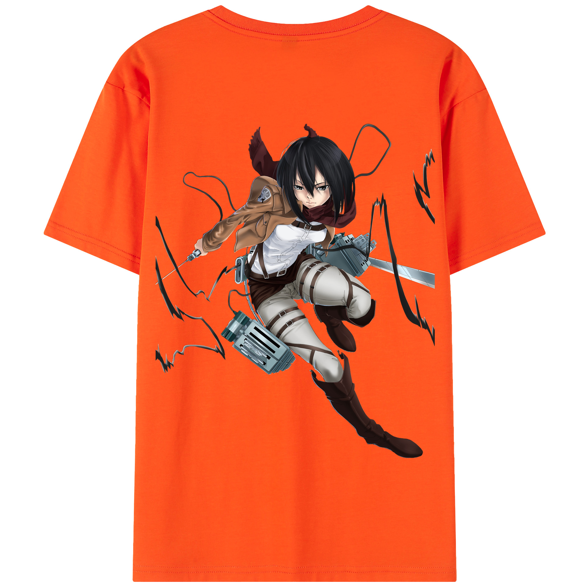 （画像用） 進撃の巨人 ミカサ·アッカーマン Attack on Titan Mikasa Ackerman 綿100％半袖Tシャツ（背面プリント）