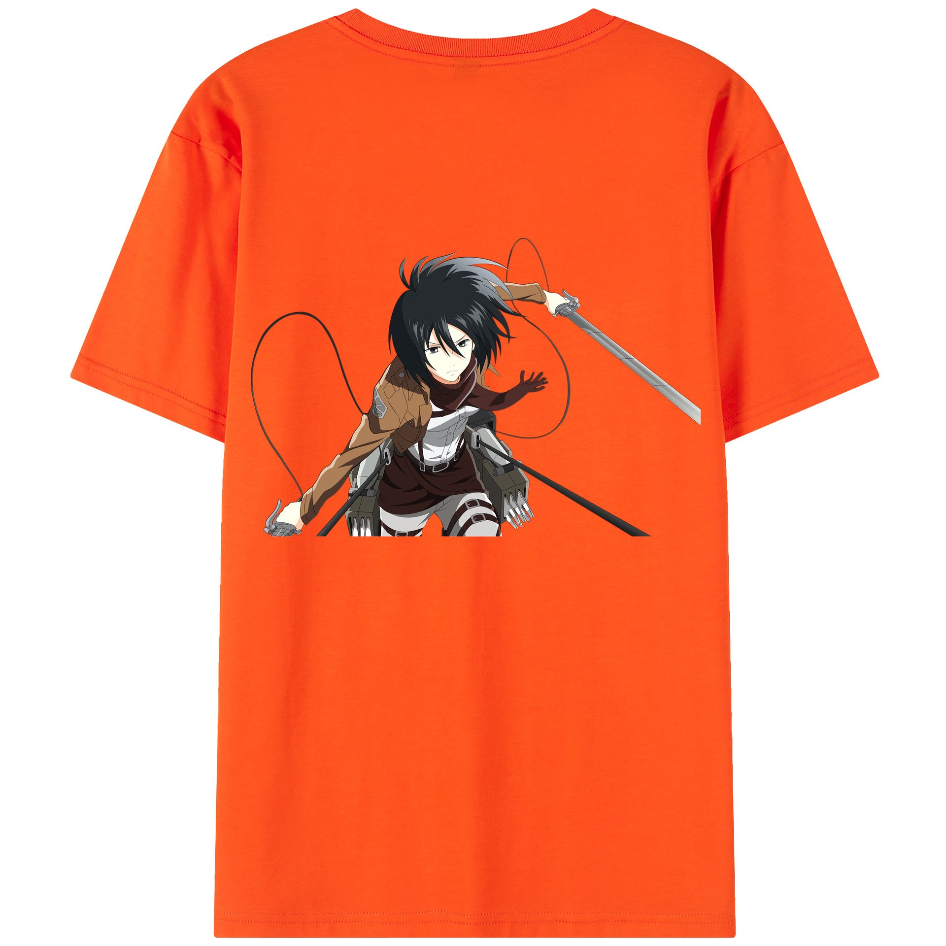 （画像用） 進撃の巨人 ミカサ·アッカーマン Attack on Titan Mikasa Ackerman 綿100％半袖Tシャツ（背面プリント）