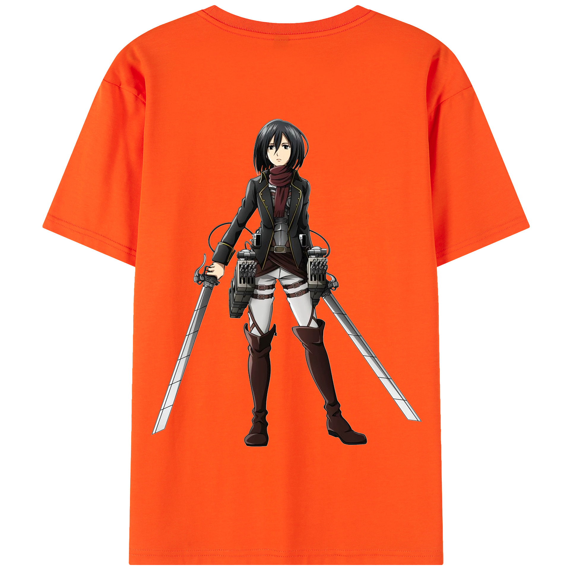 （画像用） 進撃の巨人 ミカサ·アッカーマン Attack on Titan Mikasa Ackerman 綿100％半袖Tシャツ（背面プリント）