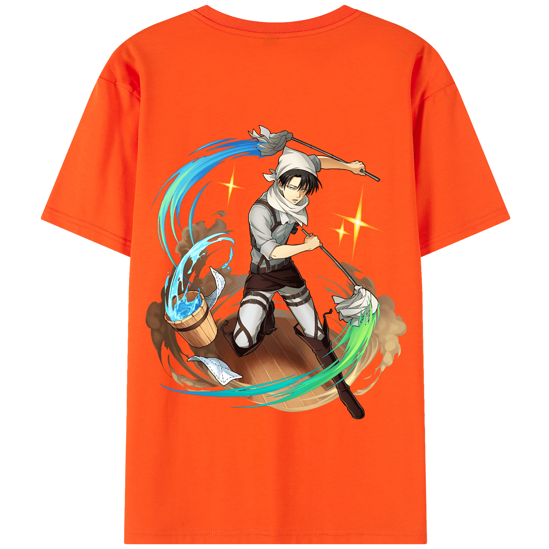 （画像用） 進撃の巨人 リヴァイ·アッカーマン Attack on Titan Levi Ackerman 綿100％半袖Tシャツ（背面プリント）