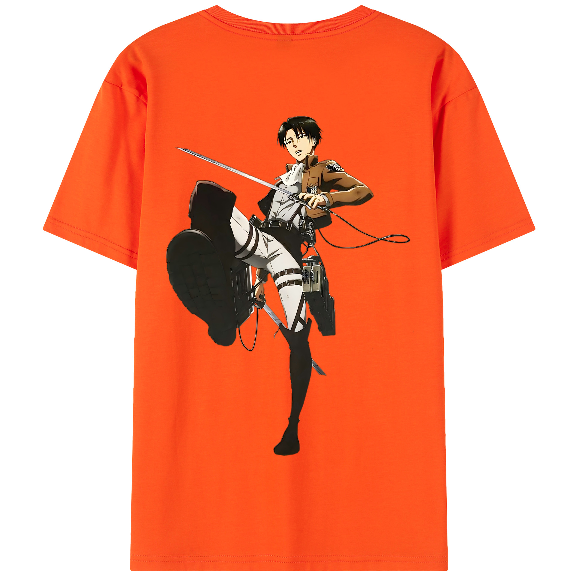（画像用） 進撃の巨人 リヴァイ·アッカーマン Attack on Titan Levi Ackerman 綿100％半袖Tシャツ（背面プリント）