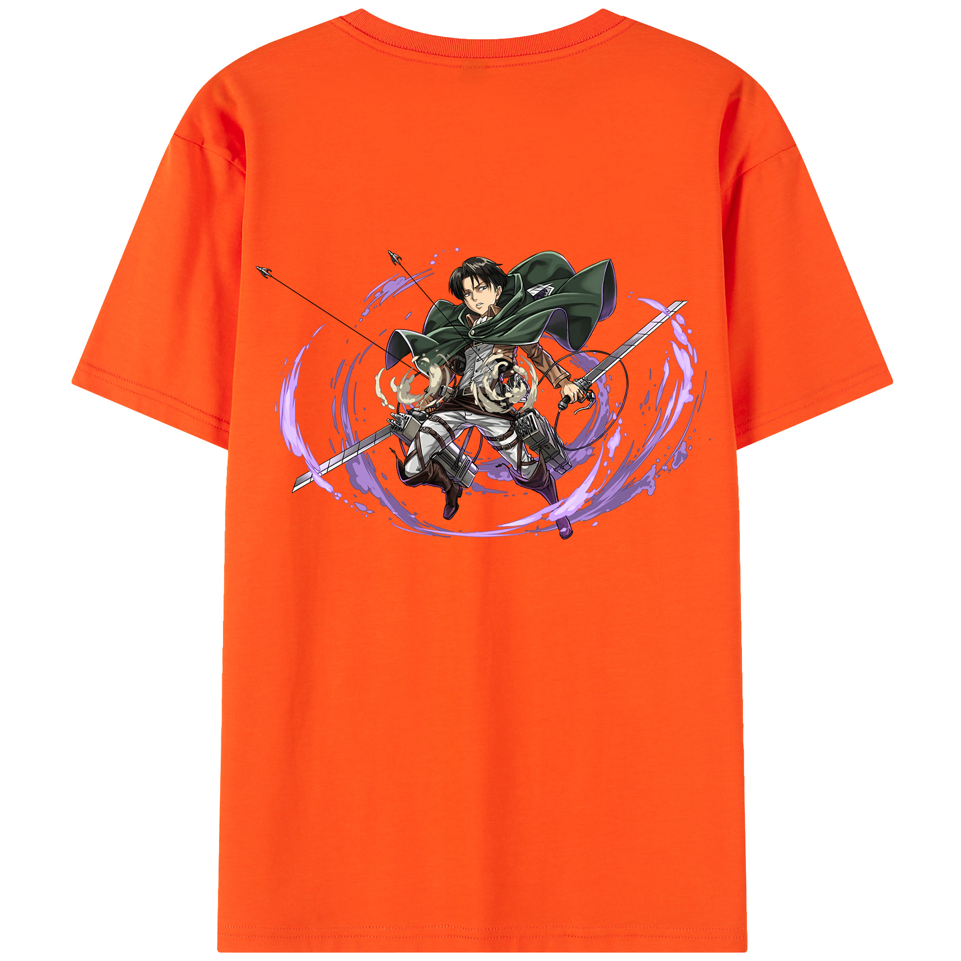 （画像用） 進撃の巨人 リヴァイ·アッカーマン Attack on Titan Levi Ackerman 綿100％半袖Tシャツ（背面プリント）