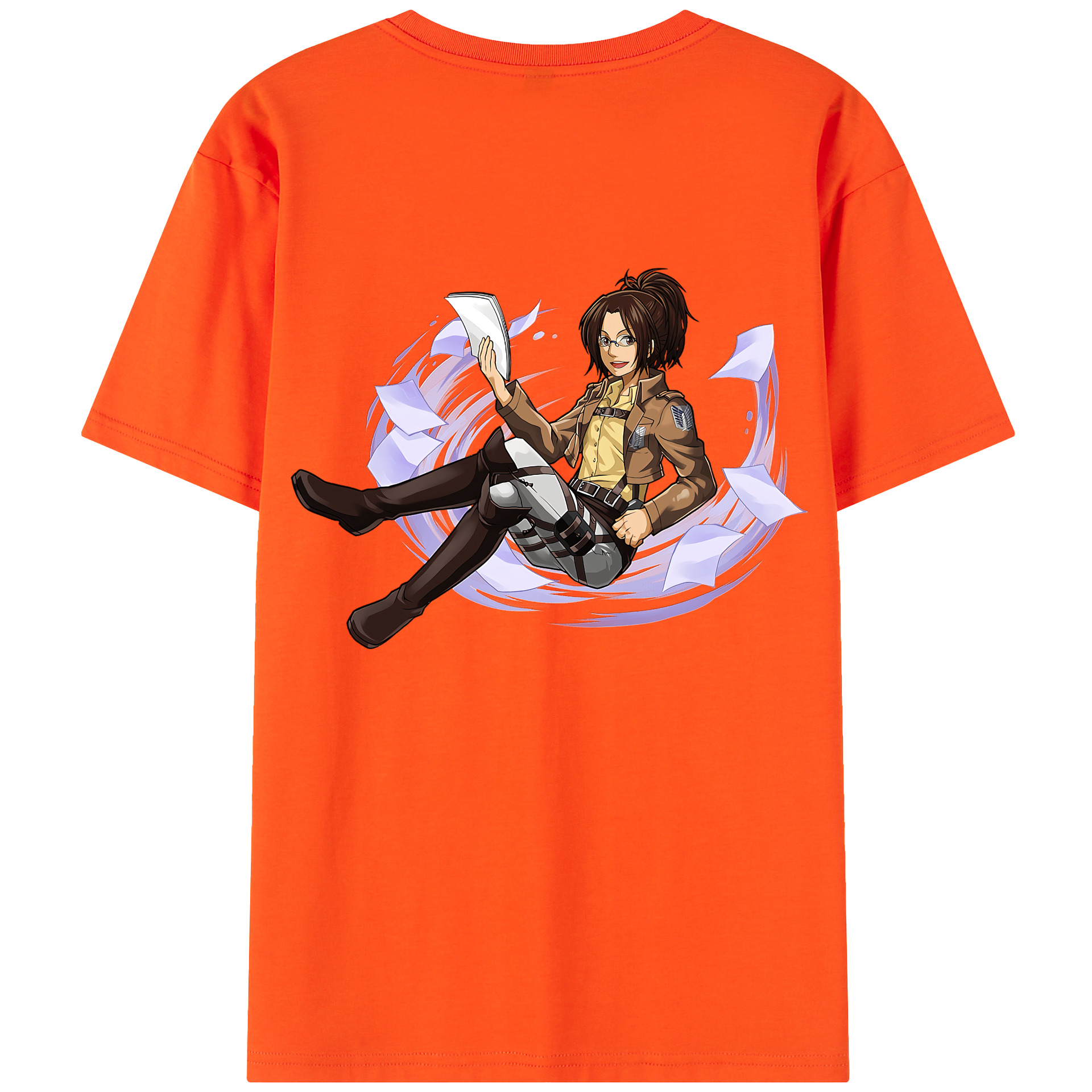 （画像用） 進撃の巨人 ハンジ·ゾエ Attack on Titan Hanji Zoe 綿100％半袖Tシャツ（背面プリント）