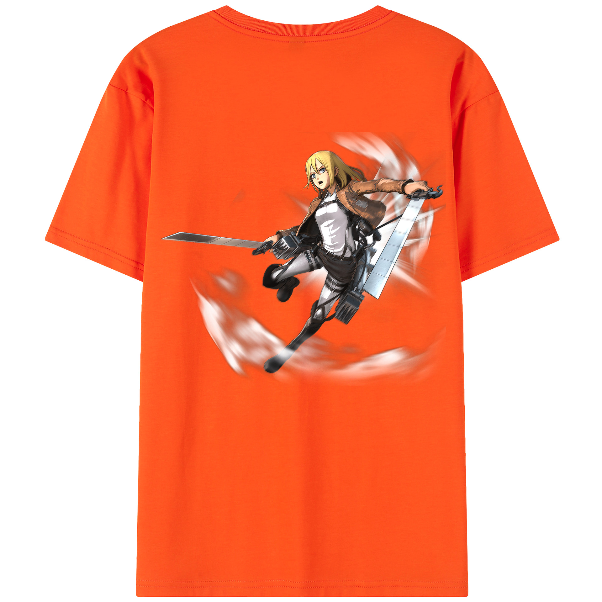 （画像用） 進撃の巨人 クリスタ·レンズ Attack on Titan Christa Lenz 綿100％半袖Tシャツ（背面プリント）