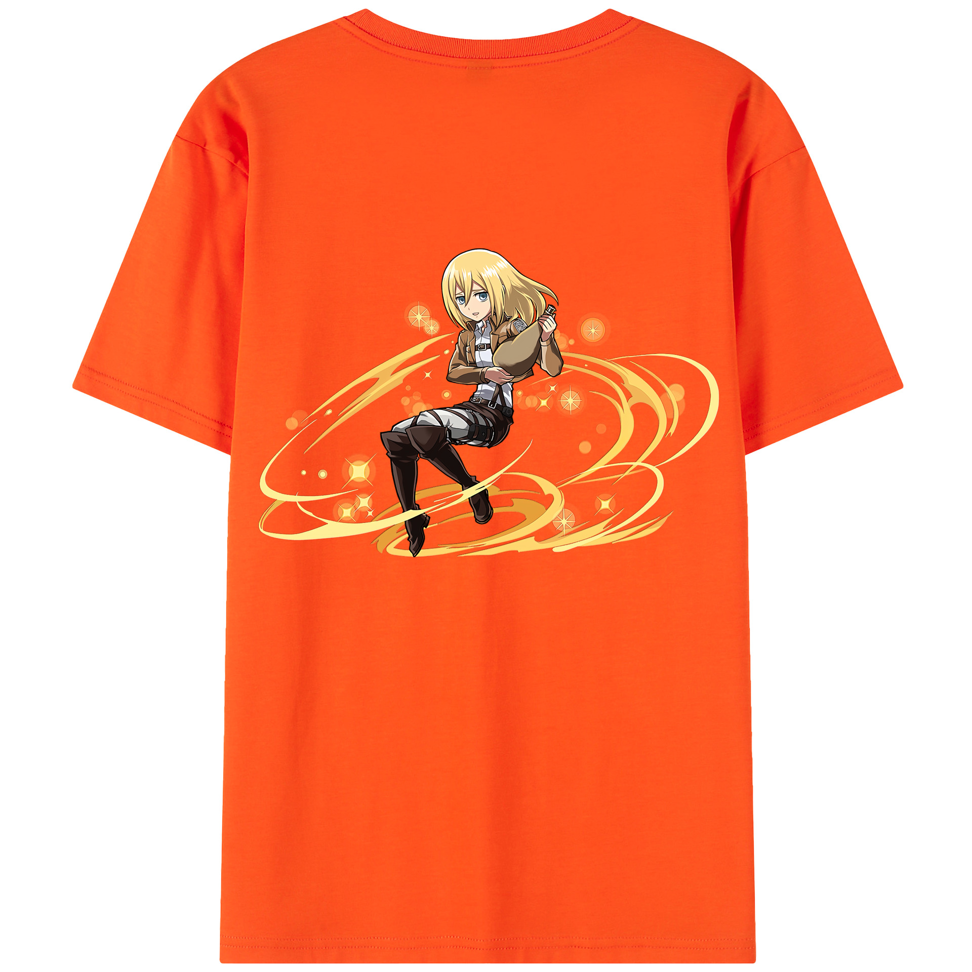 （画像用） 進撃の巨人 クリスタ·レンズ Attack on Titan Christa Lenz 綿100％半袖Tシャツ（背面プリント）