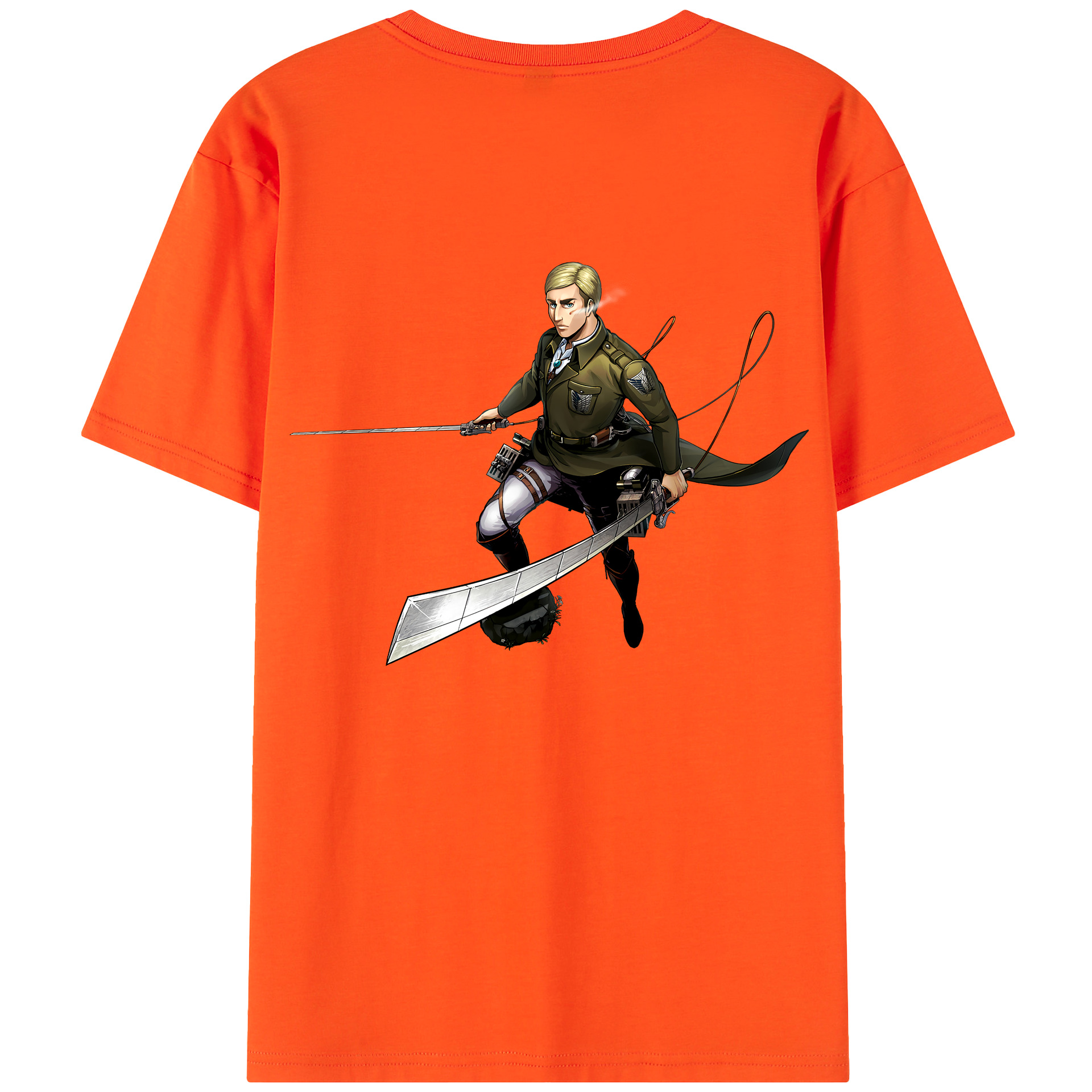 （画像用） 進撃の巨人 エルヴィン・スミス Attack on Titan Erwin Smith 綿100％半袖Tシャツ（背面プリント）