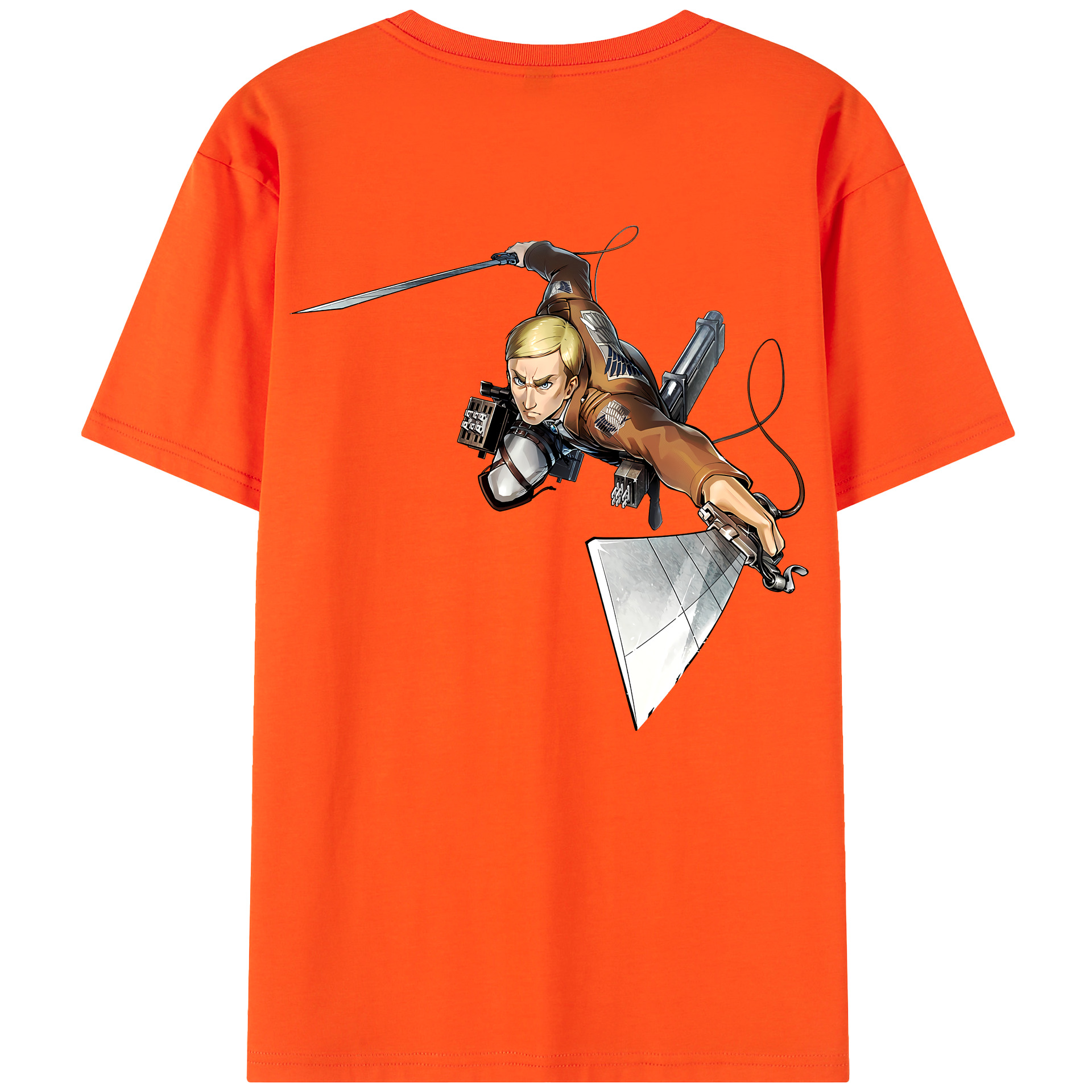 （画像用） 進撃の巨人 エルヴィン・スミス Attack on Titan Erwin Smith 綿100％半袖Tシャツ（背面プリント）