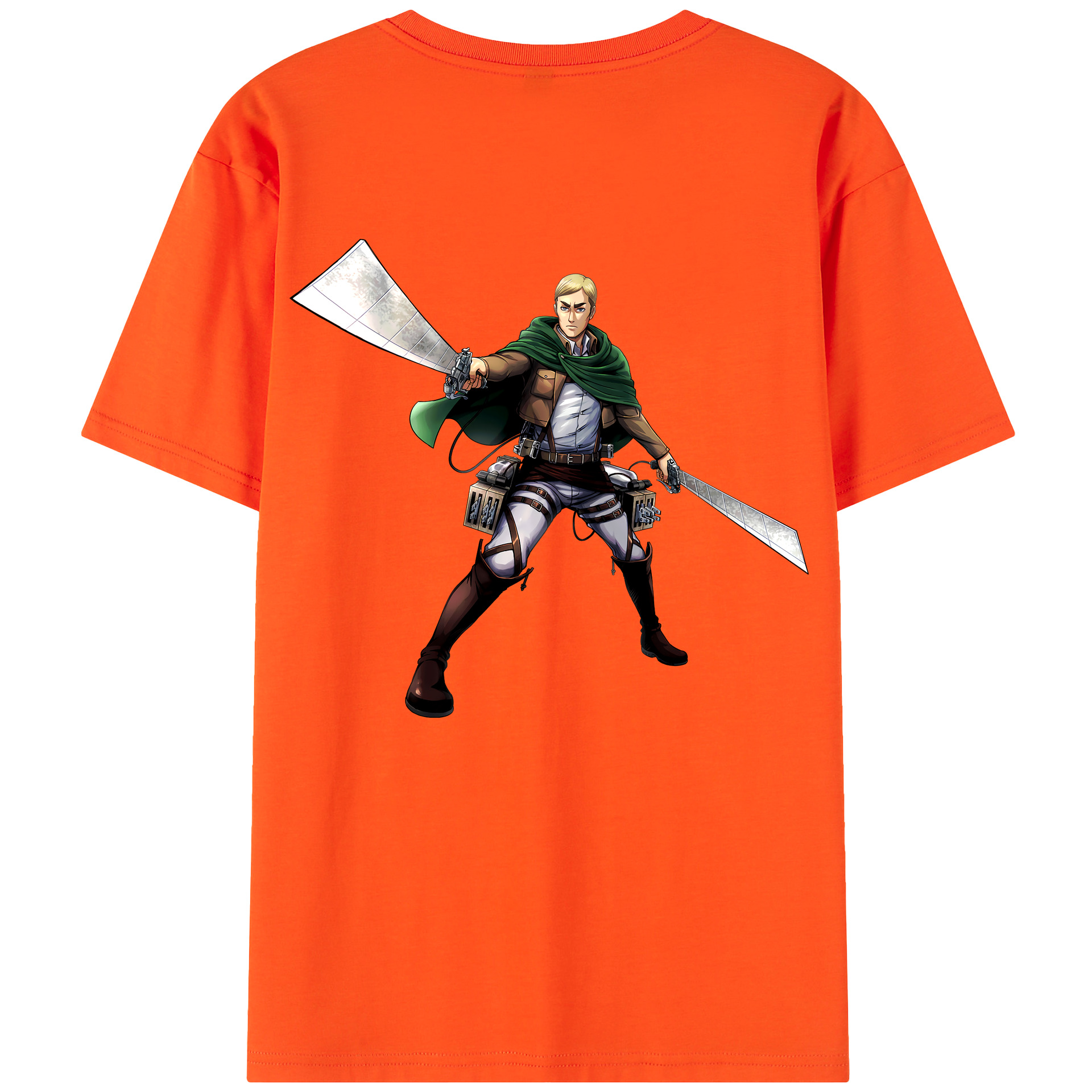 （画像用） 進撃の巨人 エルヴィン・スミス Attack on Titan Erwin Smith 綿100％半袖Tシャツ（背面プリント）