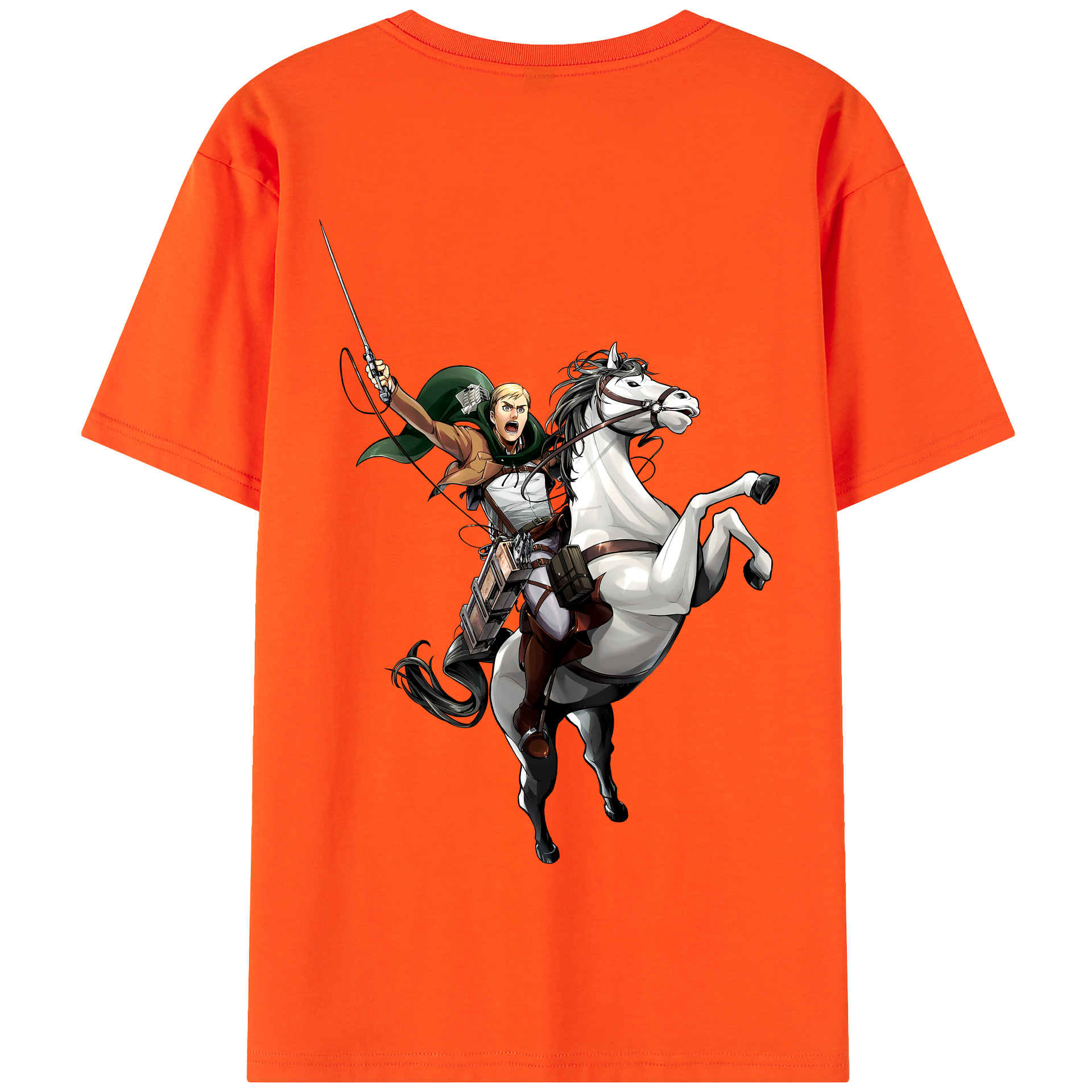 （画像用） 進撃の巨人 エルヴィン・スミス Attack on Titan Erwin Smith 綿100％半袖Tシャツ（背面プリント）