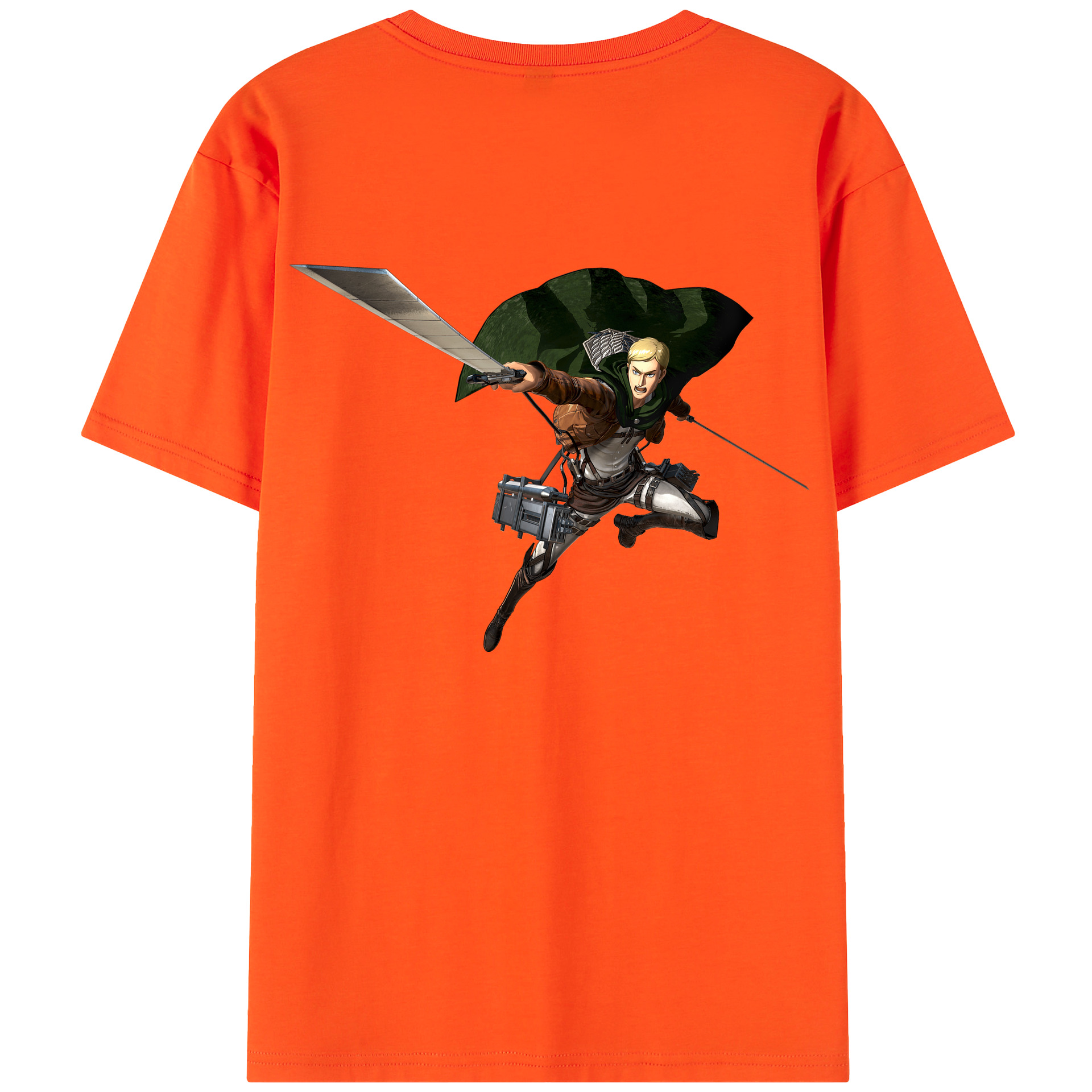 （画像用） 進撃の巨人 エルヴィン・スミス Attack on Titan Erwin Smith 綿100％半袖Tシャツ（背面プリント）