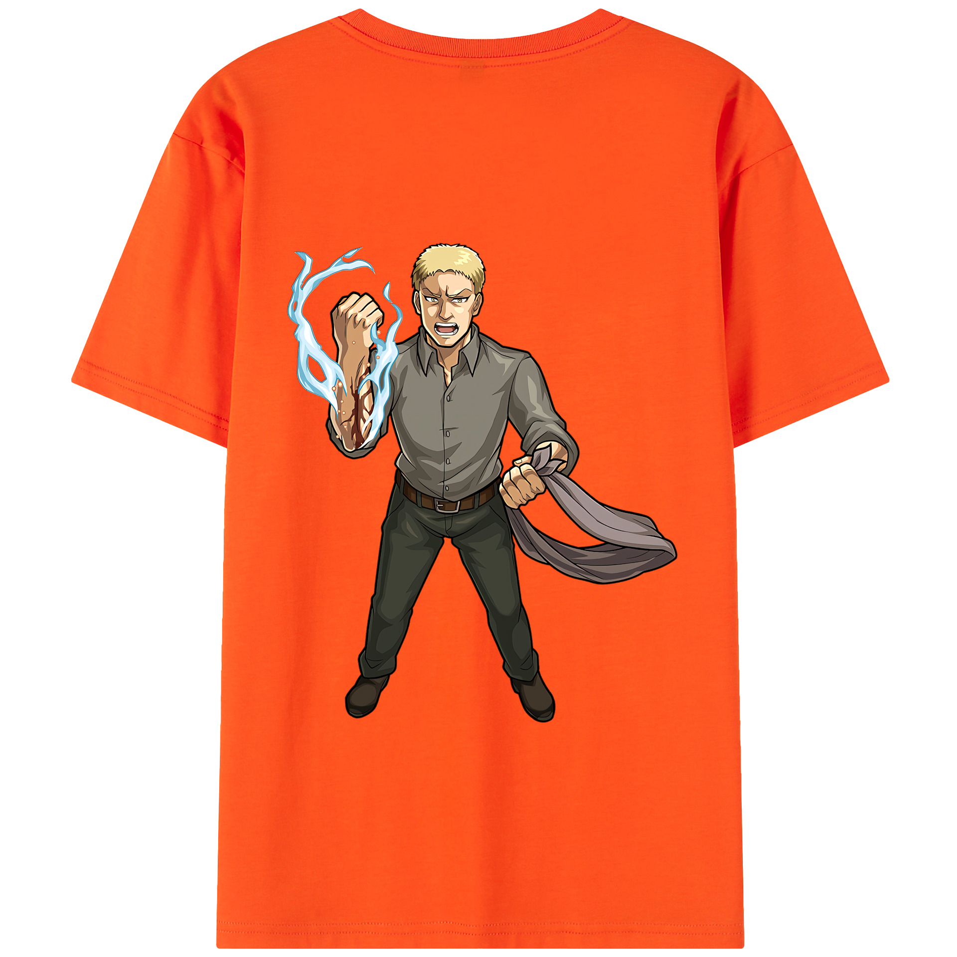 （画像用） 進撃の巨人 ライナー・ブラウン Attack on Titan Reiner Braun 綿100％半袖Tシャツ（背面プリント）