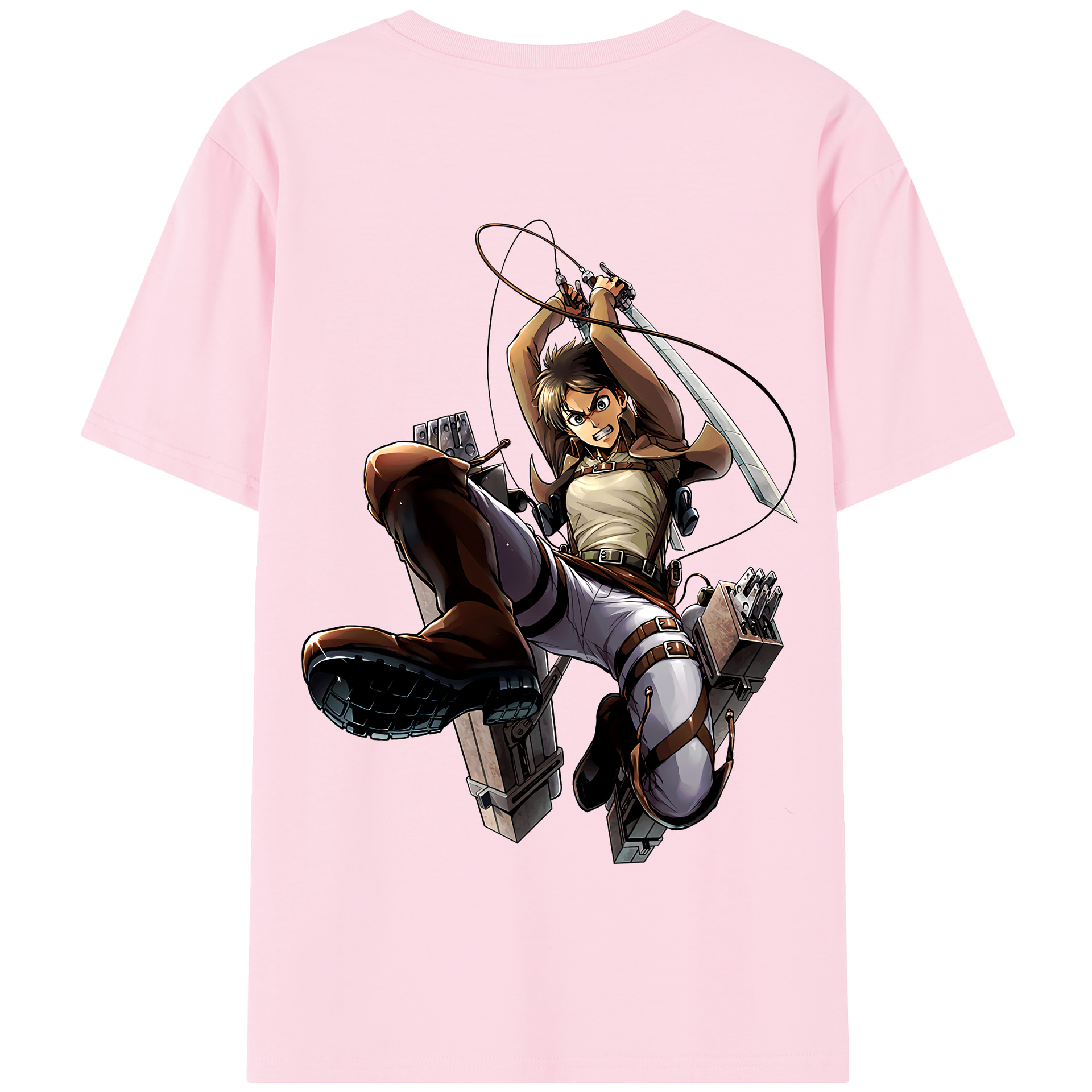 （画像用） 進撃の巨人 エレン･イェーガー Attack on Titan Eren Jäger 綿100％半袖Tシャツ（背面プリント）