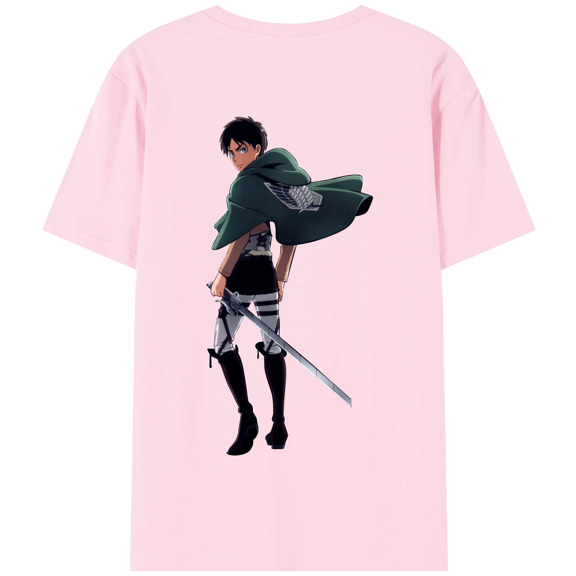 （画像用） 進撃の巨人 エレン･イェーガー Attack on Titan Eren Jäger 綿100％半袖Tシャツ（背面プリント）