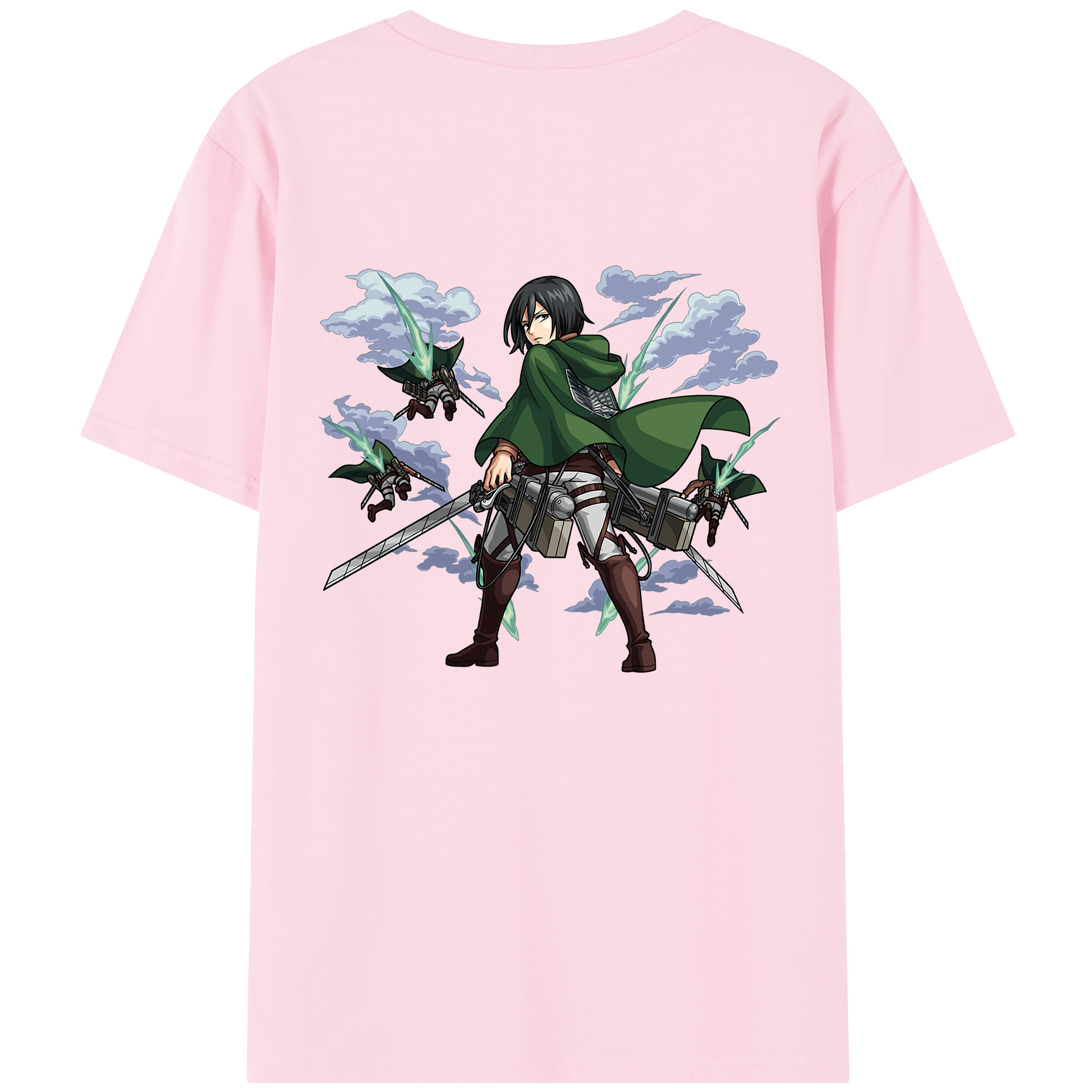 （画像用） 進撃の巨人 ミカサ·アッカーマン Attack on Titan Mikasa Ackerman 綿100％半袖Tシャツ（背面プリント）