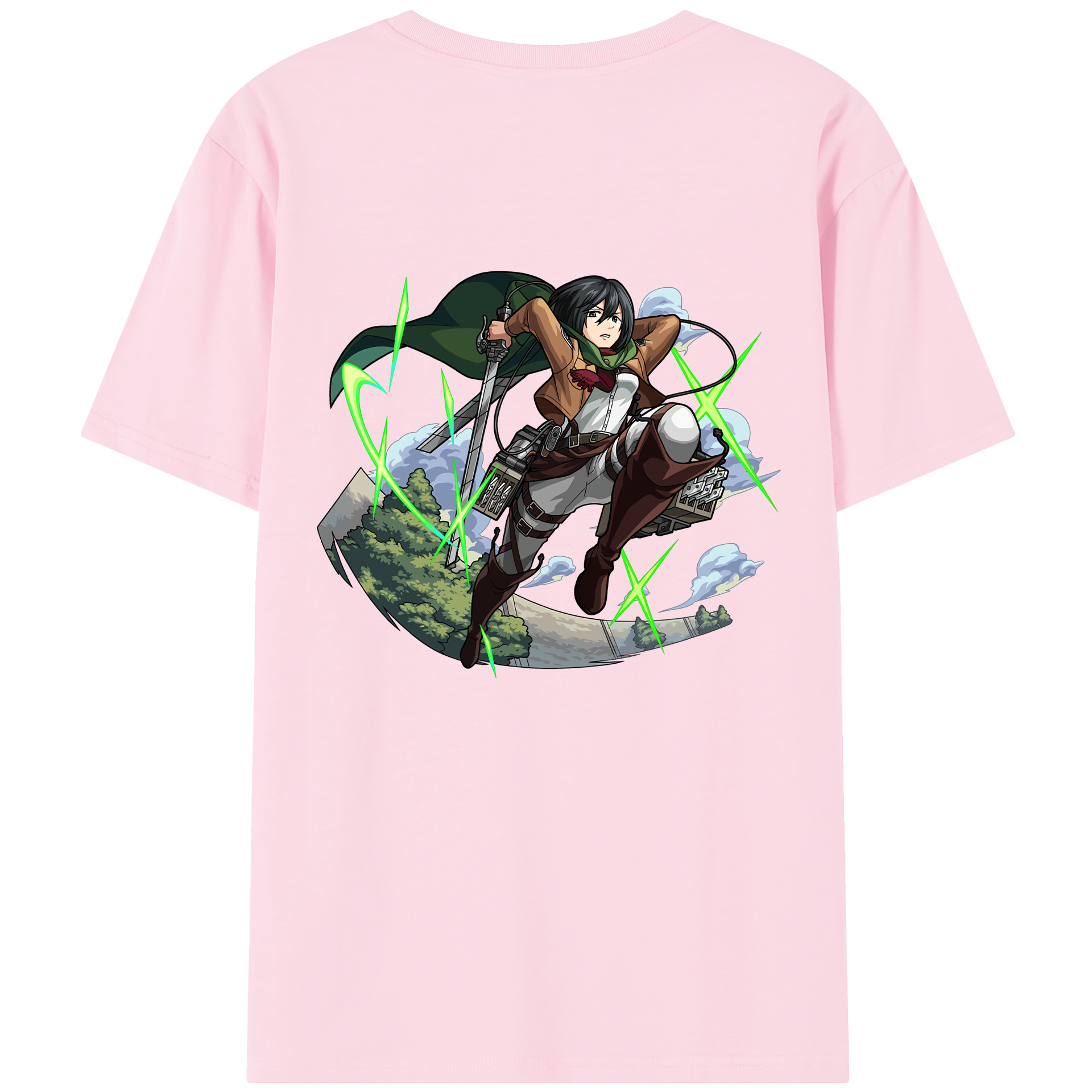 （画像用） 進撃の巨人 ミカサ·アッカーマン Attack on Titan Mikasa Ackerman 綿100％半袖Tシャツ（背面プリント）