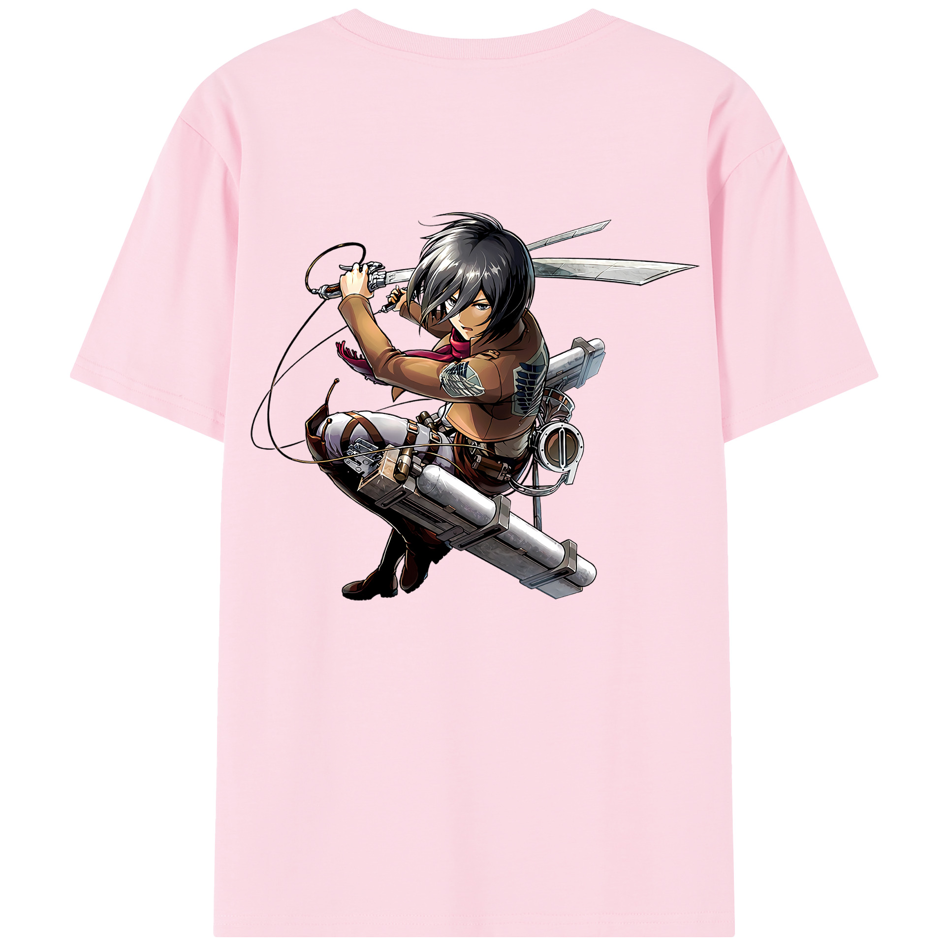 （画像用） 進撃の巨人 ミカサ·アッカーマン Attack on Titan Mikasa Ackerman 綿100％半袖Tシャツ（背面プリント）