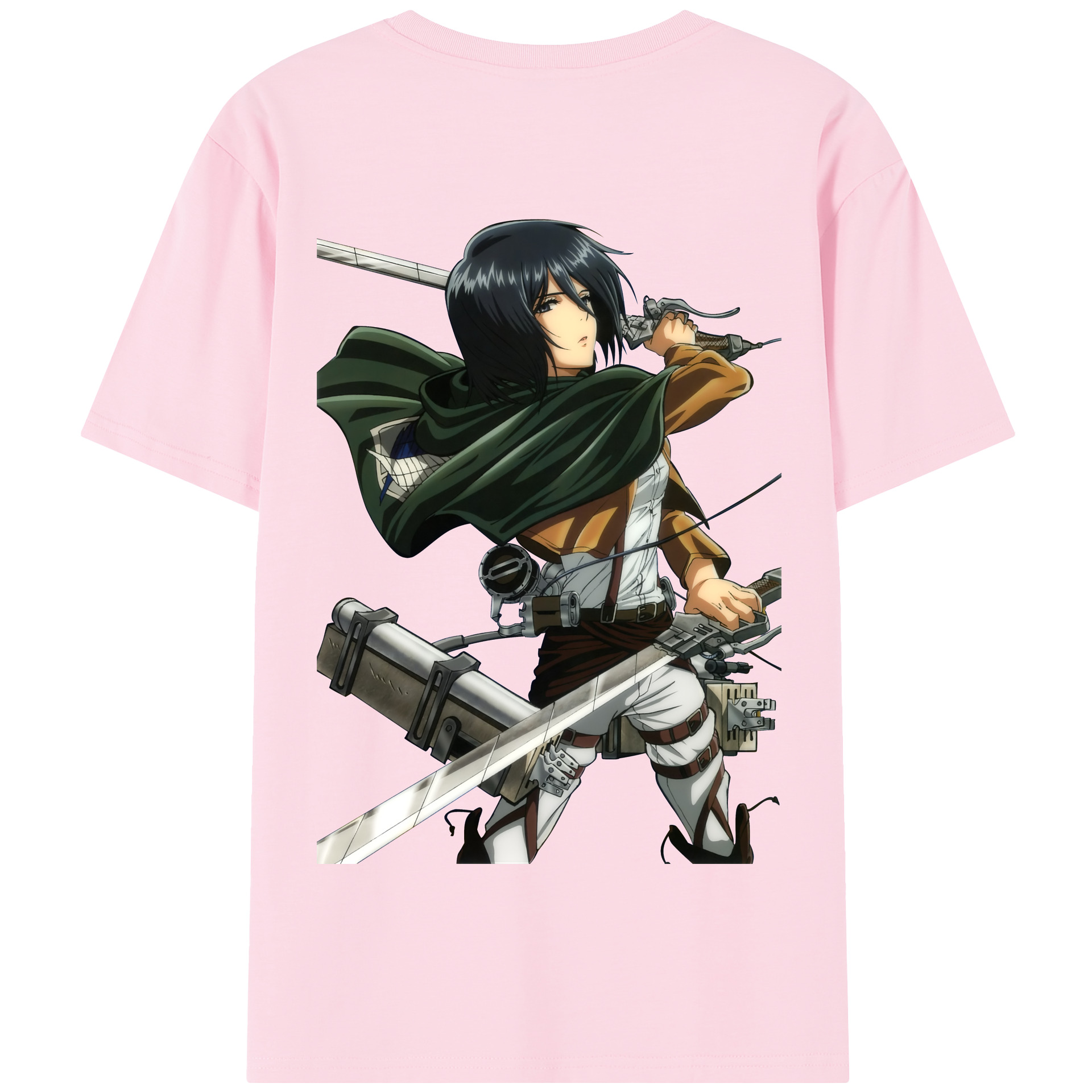 （画像用） 進撃の巨人 ミカサ·アッカーマン Attack on Titan Mikasa Ackerman 綿100％半袖Tシャツ（背面プリント）
