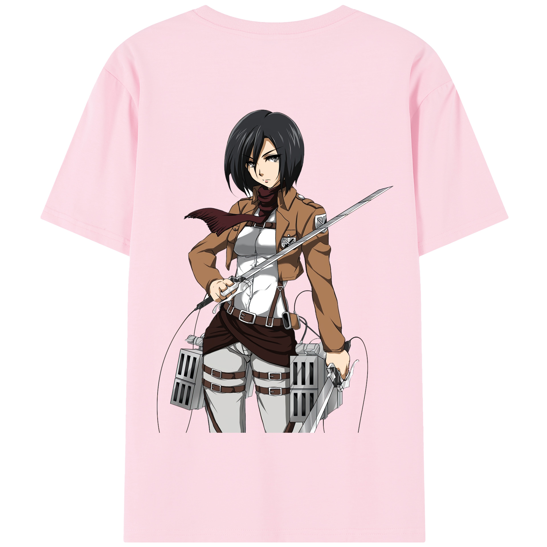 （画像用） 進撃の巨人 ミカサ·アッカーマン Attack on Titan Mikasa Ackerman 綿100％半袖Tシャツ（背面プリント）