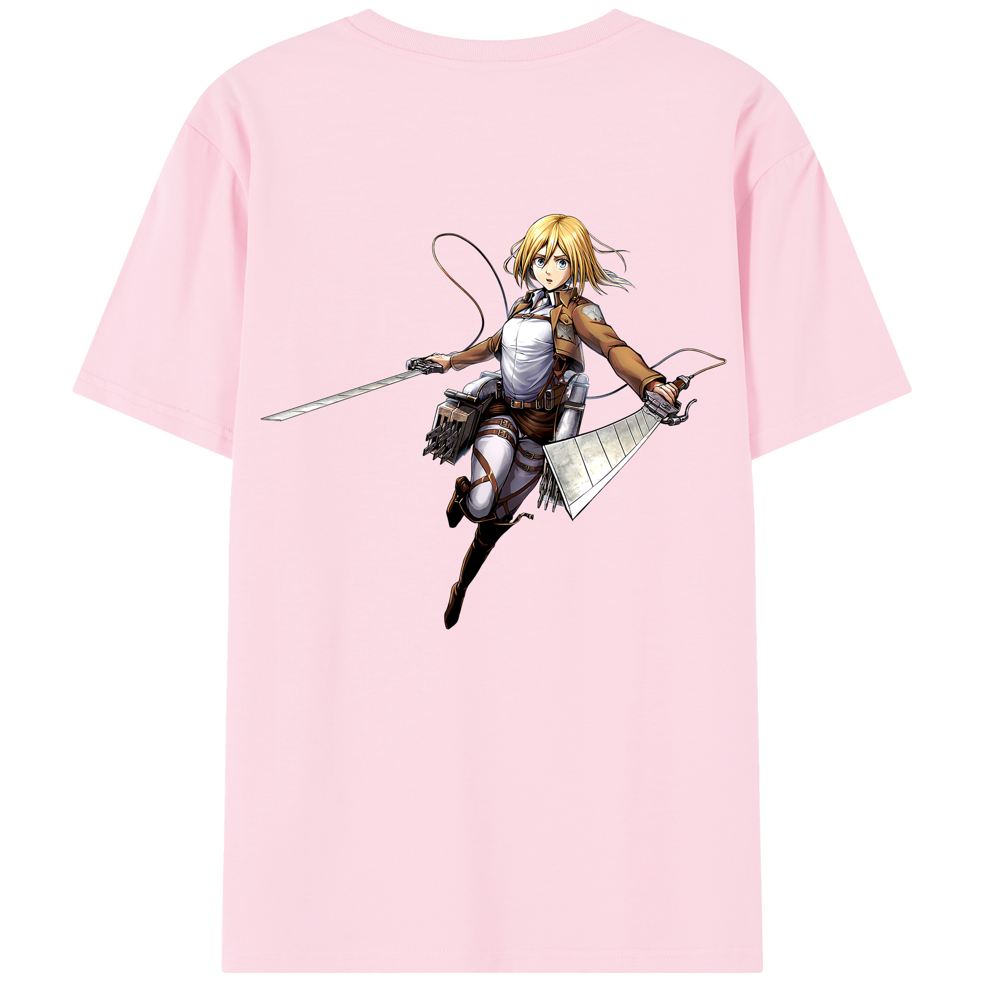 （画像用） 進撃の巨人 クリスタ·レンズ Attack on Titan Christa Lenz 綿100％半袖Tシャツ（背面プリント）