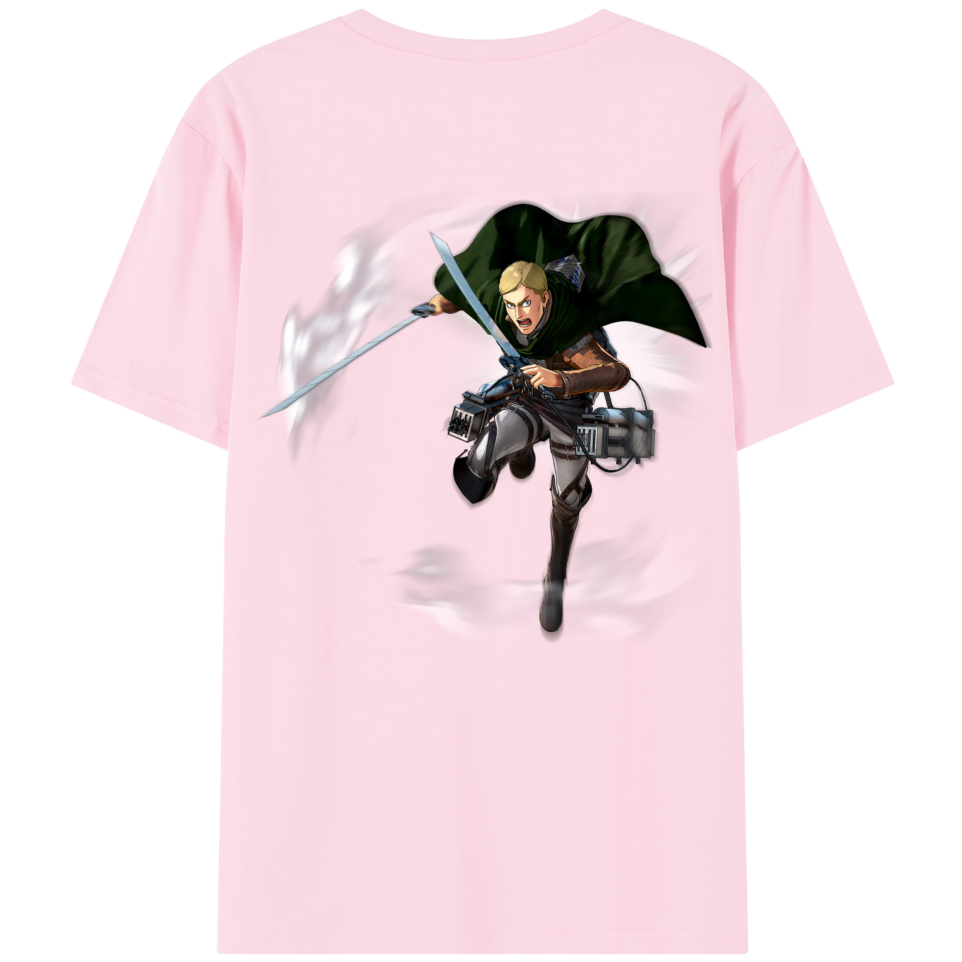（画像用） 進撃の巨人 エルヴィン・スミス Attack on Titan Erwin Smith 綿100％半袖Tシャツ（背面プリント）