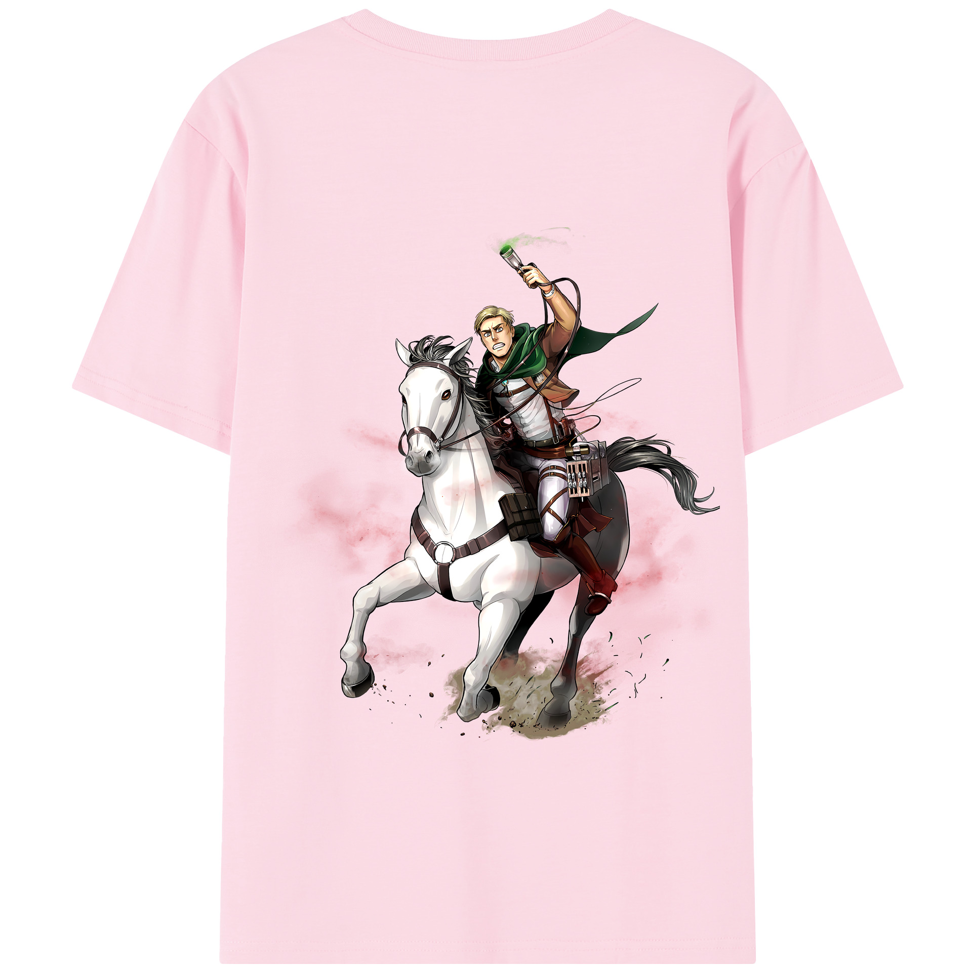 （画像用） 進撃の巨人 エルヴィン・スミス Attack on Titan Erwin Smith 綿100％半袖Tシャツ（背面プリント）