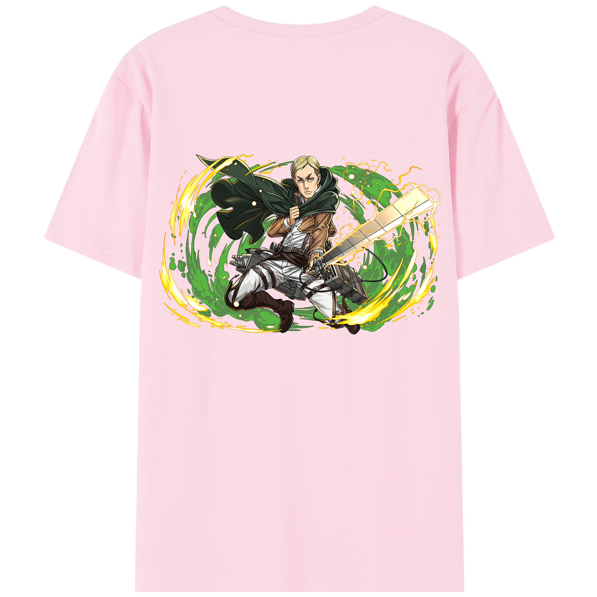 （画像用） 進撃の巨人 エルヴィン・スミス Attack on Titan Erwin Smith 綿100％半袖Tシャツ（背面プリント）