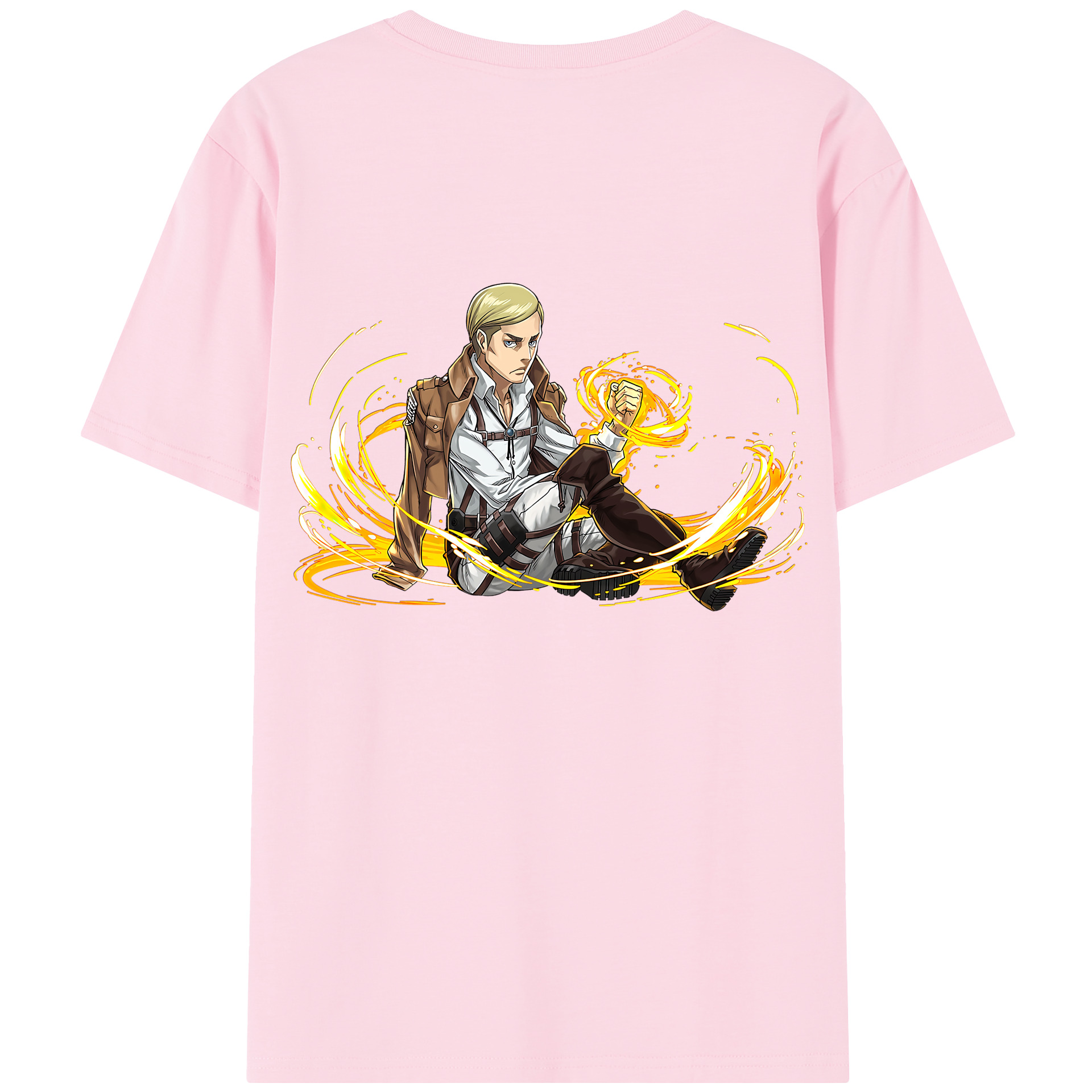 （画像用） 進撃の巨人 エルヴィン・スミス Attack on Titan Erwin Smith 綿100％半袖Tシャツ（背面プリント）
