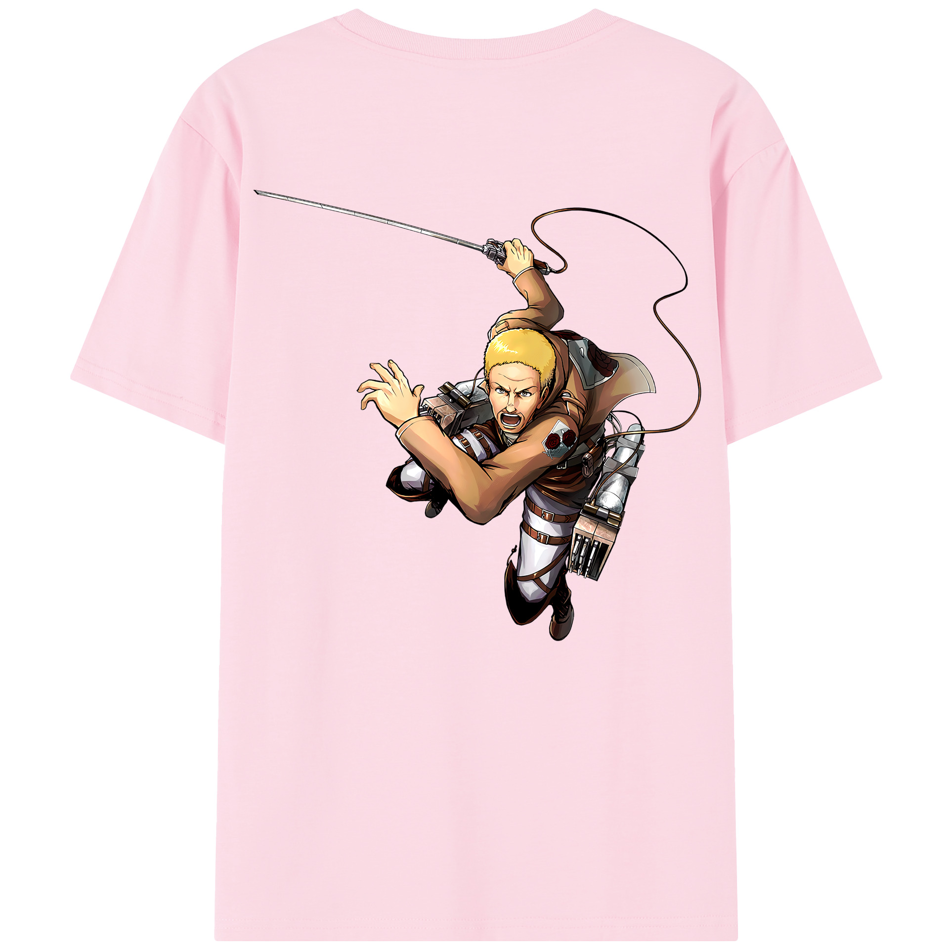 （画像用） 進撃の巨人 ハンネス Attack on Titan Hannes 綿100％半袖Tシャツ（背面プリント）