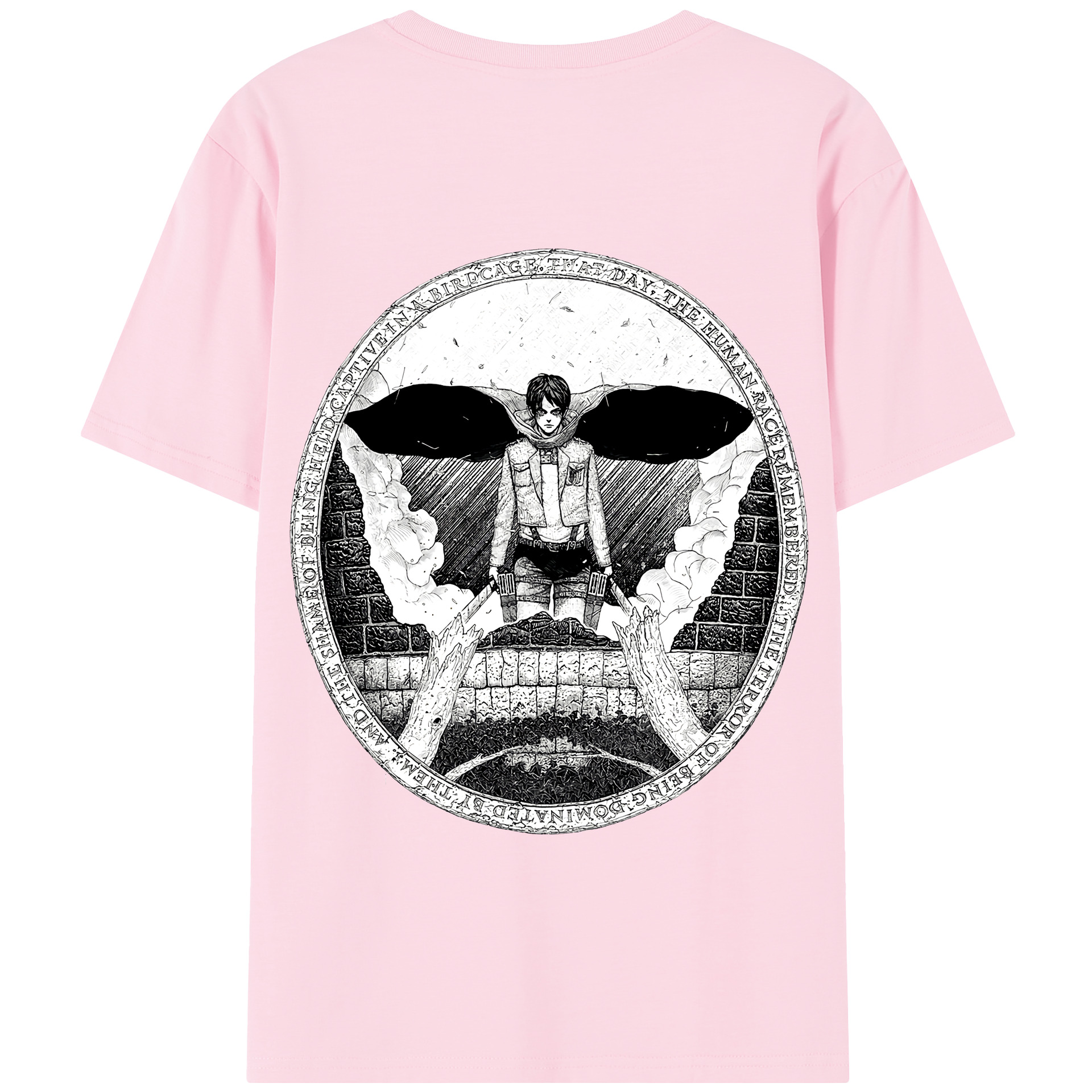 （画像用） 進撃の巨人 エレン･イェーガー Attack on Titan Eren Jäger 綿100％半袖Tシャツ（背面プリント）