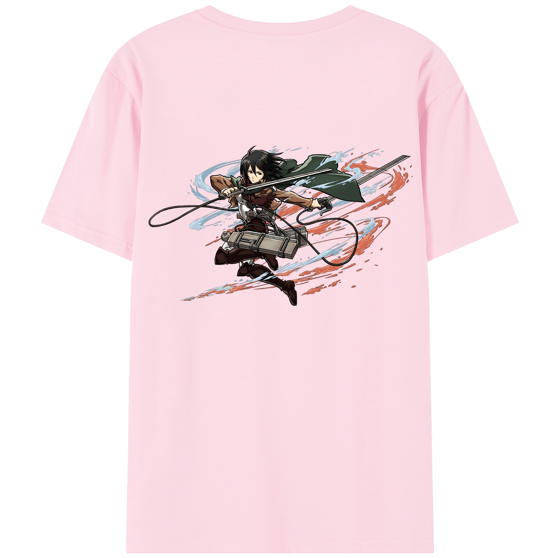 （画像用） 進撃の巨人 ミカサ·アッカーマン Attack on Titan Mikasa Ackerman 綿100％半袖Tシャツ（背面プリント）