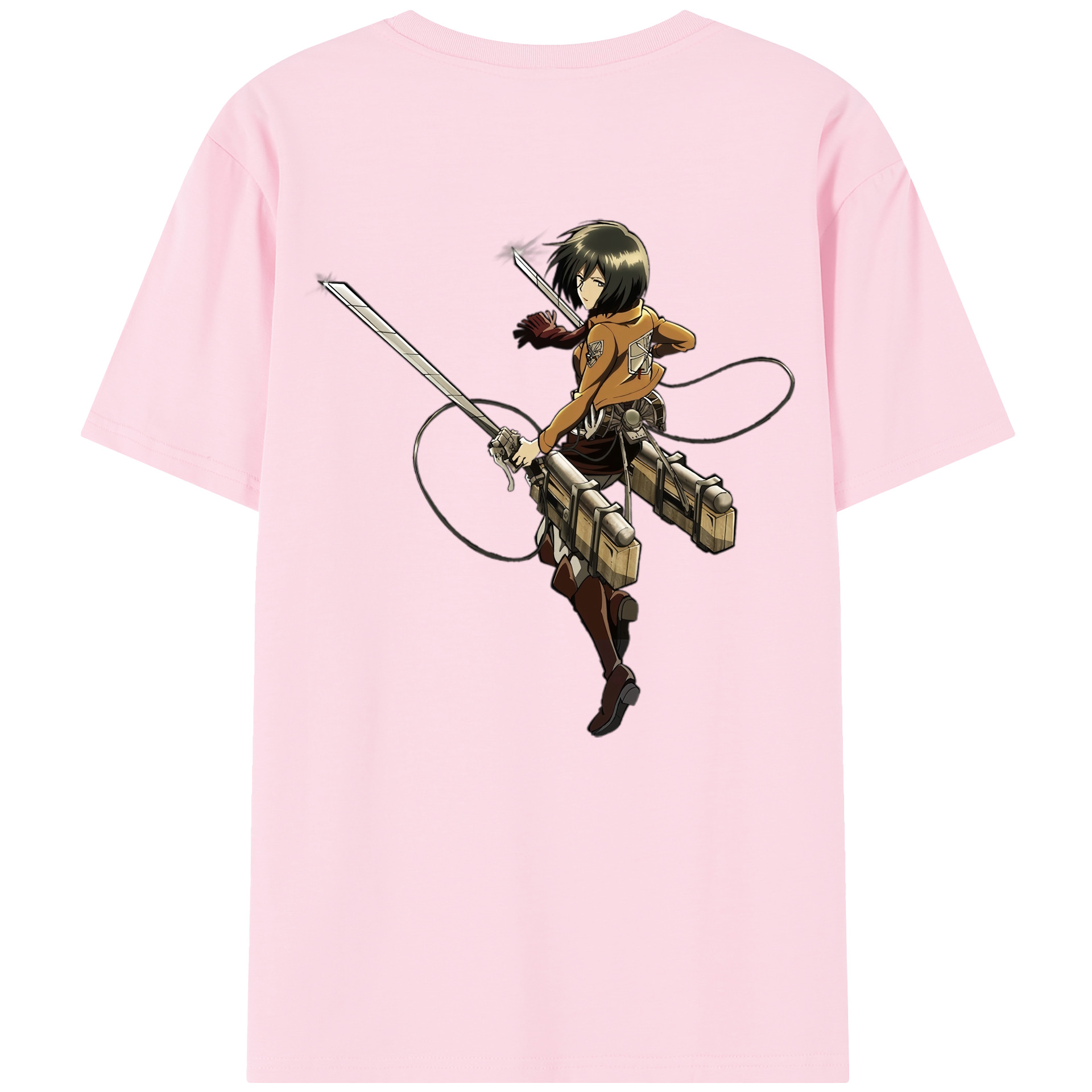 （画像用） 進撃の巨人 ミカサ·アッカーマン Attack on Titan Mikasa Ackerman 綿100％半袖Tシャツ（背面プリント）