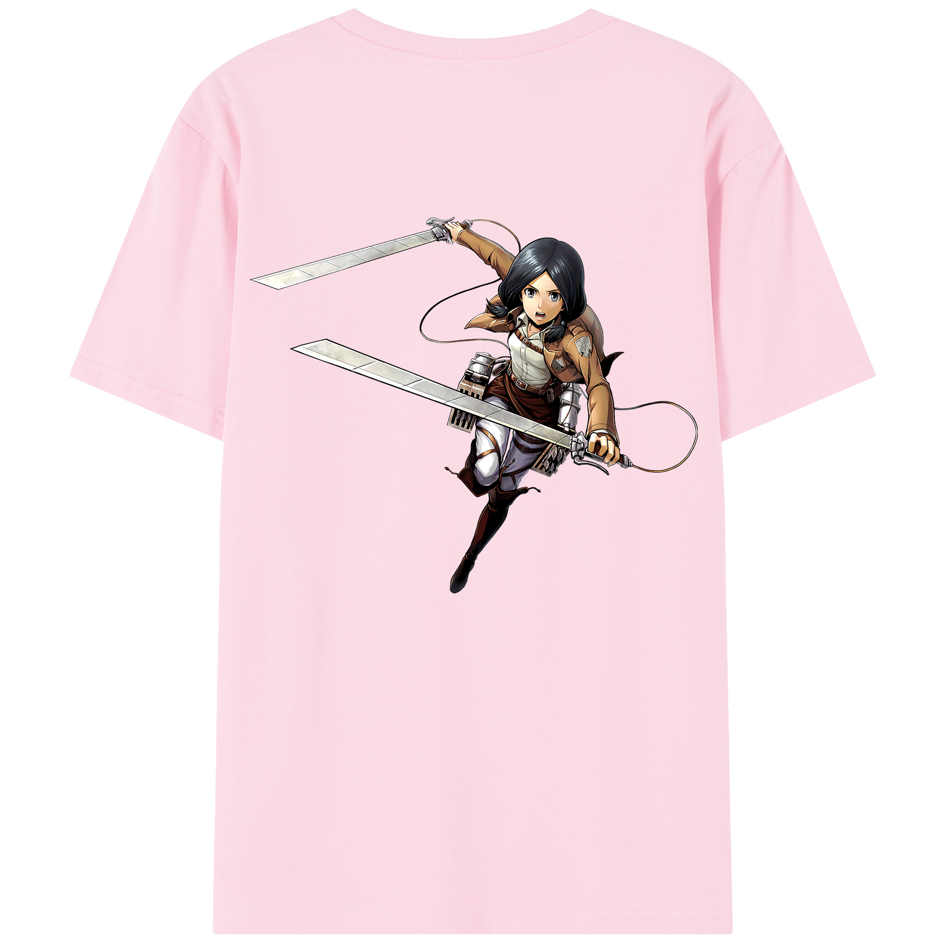 （画像用） 進撃の巨人 ミカサ·アッカーマン Attack on Titan Mikasa Ackerman 綿100％半袖Tシャツ（背面プリント）