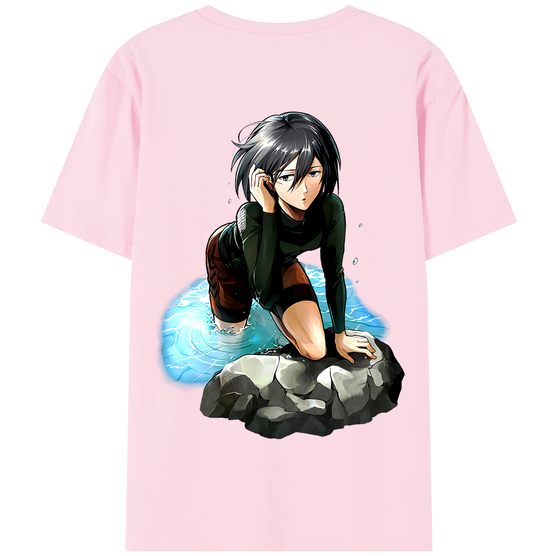 （画像用） 進撃の巨人 ミカサ·アッカーマン Attack on Titan Mikasa Ackerman 綿100％半袖Tシャツ（背面プリント）