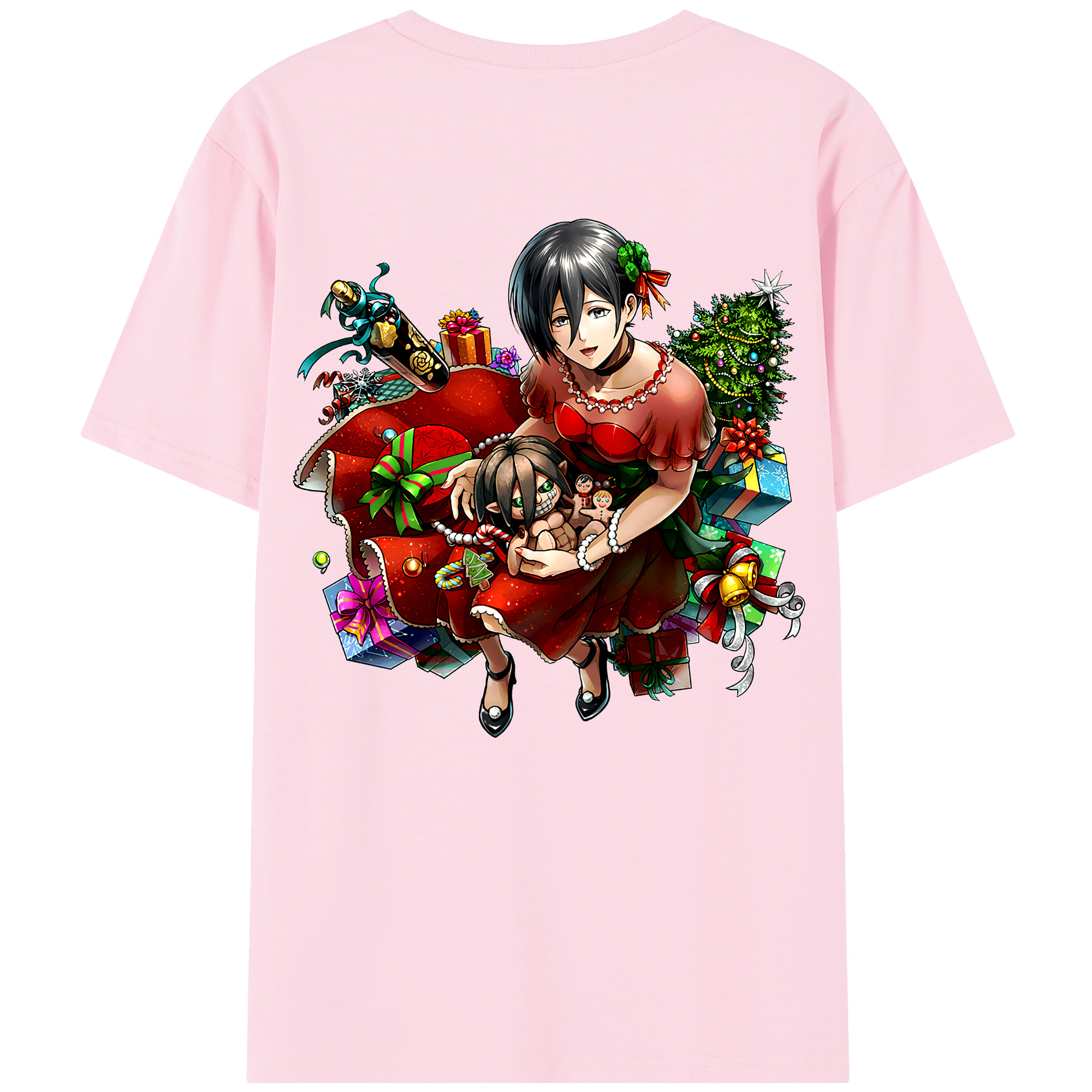 （画像用） 進撃の巨人 ミカサ·アッカーマン Attack on Titan Mikasa Ackerman 綿100％半袖Tシャツ（背面プリント）