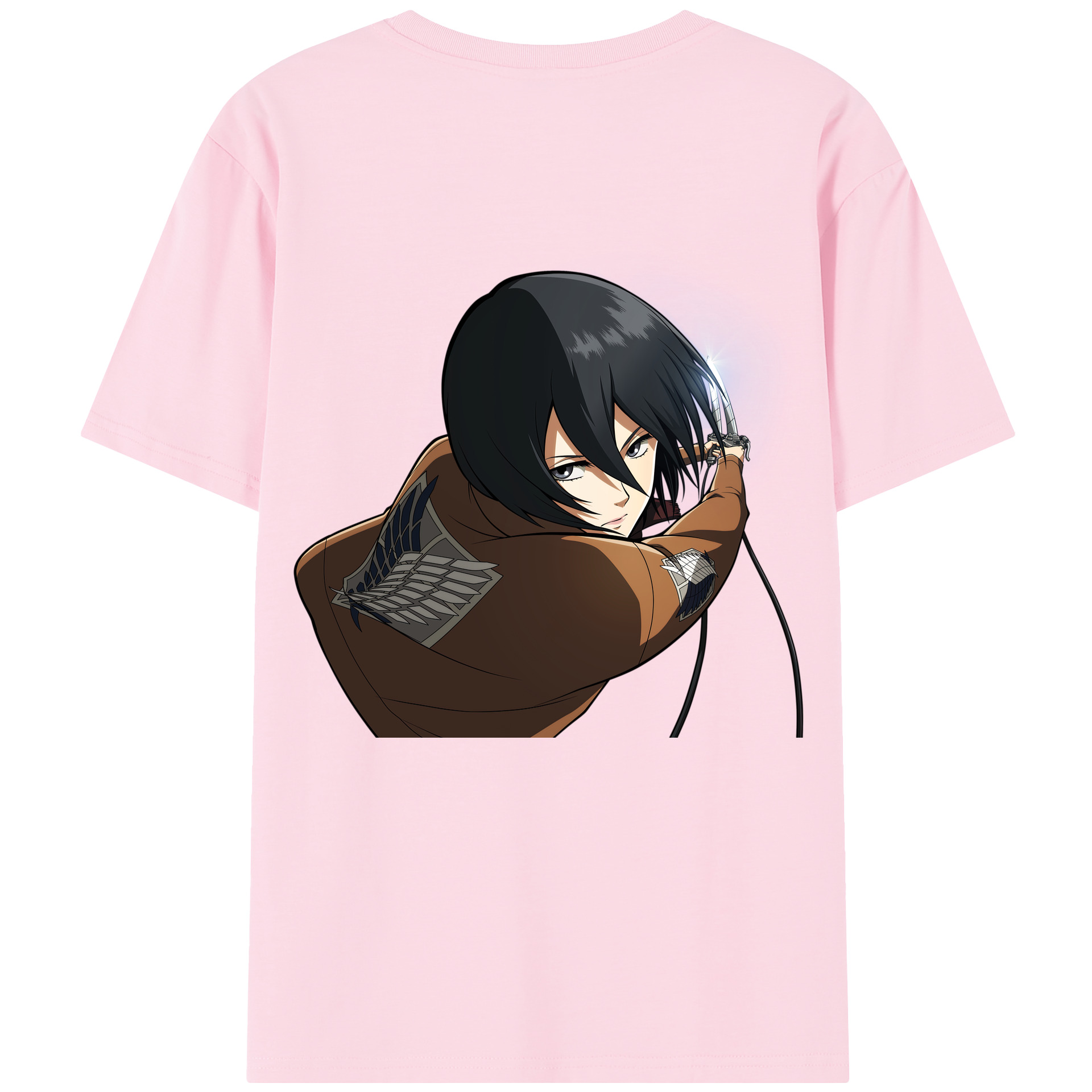 （画像用） 進撃の巨人 ミカサ·アッカーマン Attack on Titan Mikasa Ackerman 綿100％半袖Tシャツ（背面プリント）