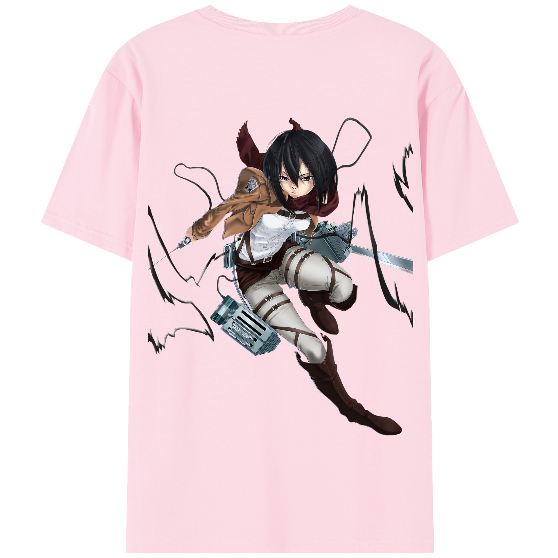 （画像用） 進撃の巨人 ミカサ·アッカーマン Attack on Titan Mikasa Ackerman 綿100％半袖Tシャツ（背面プリント）
