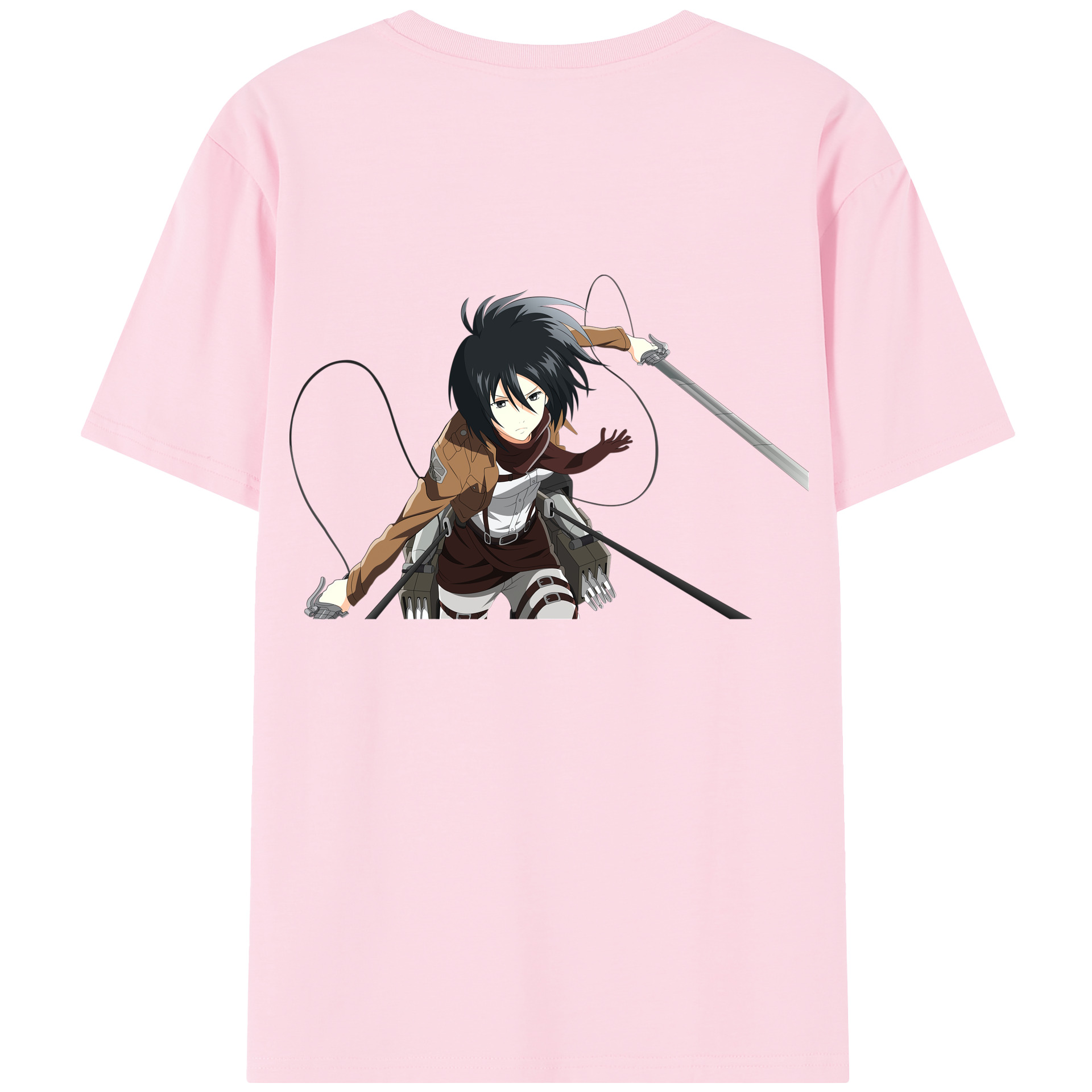 （画像用） 進撃の巨人 ミカサ·アッカーマン Attack on Titan Mikasa Ackerman 綿100％半袖Tシャツ（背面プリント）
