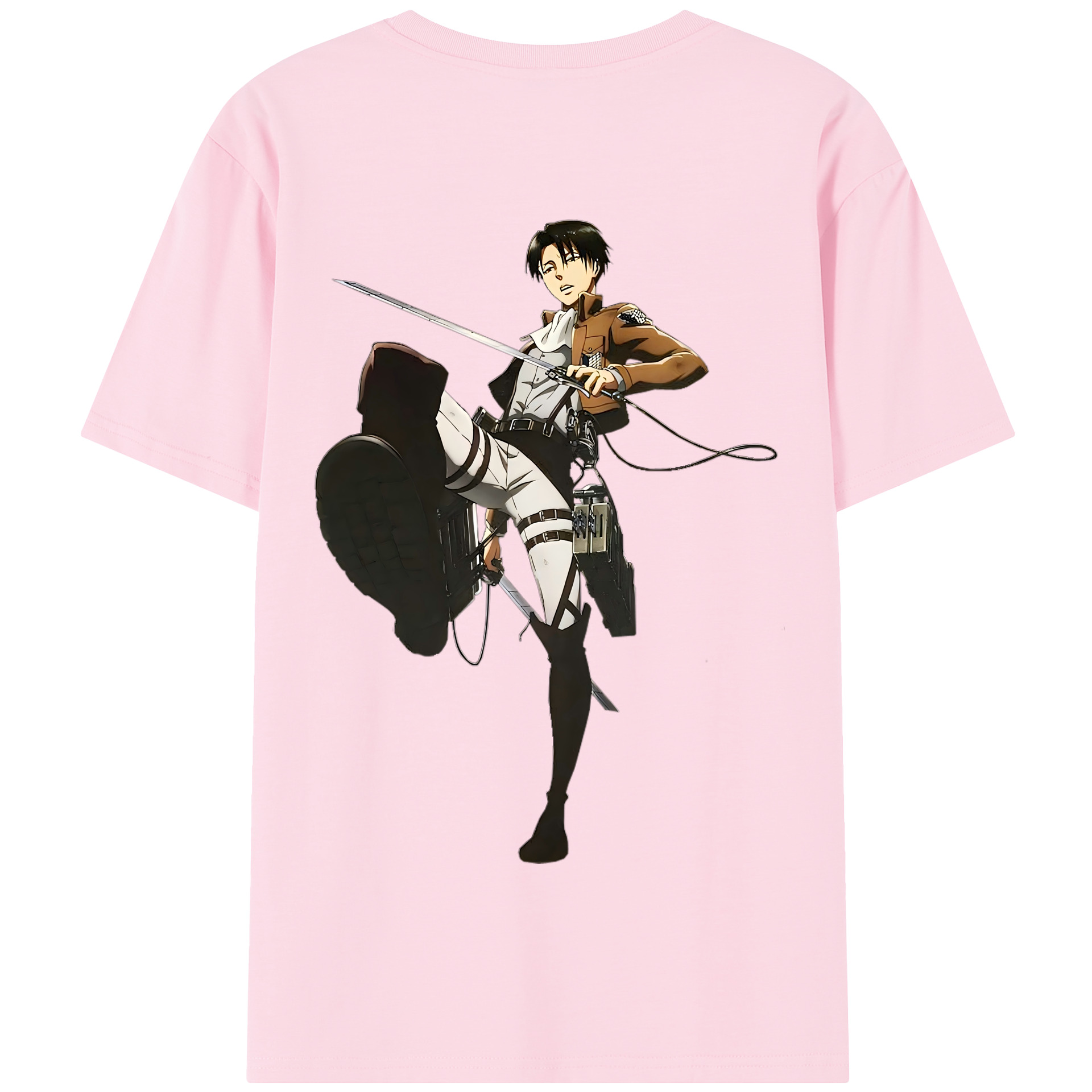 （画像用） 進撃の巨人 リヴァイ·アッカーマン Attack on Titan Levi Ackerman 綿100％半袖Tシャツ（背面プリント）