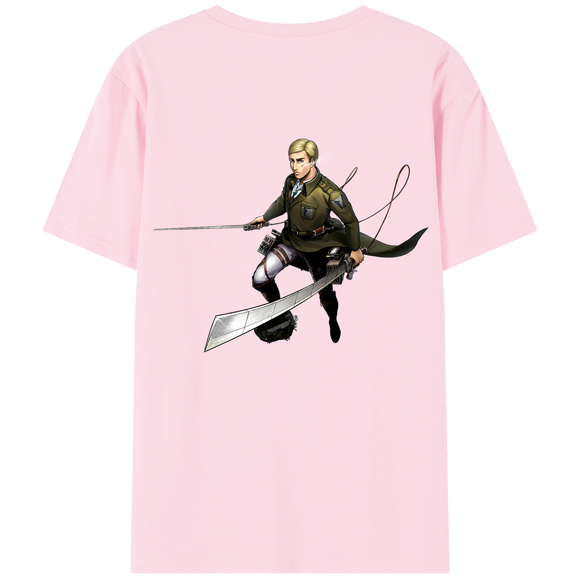 （画像用） 進撃の巨人 エルヴィン・スミス Attack on Titan Erwin Smith 綿100％半袖Tシャツ（背面プリント）