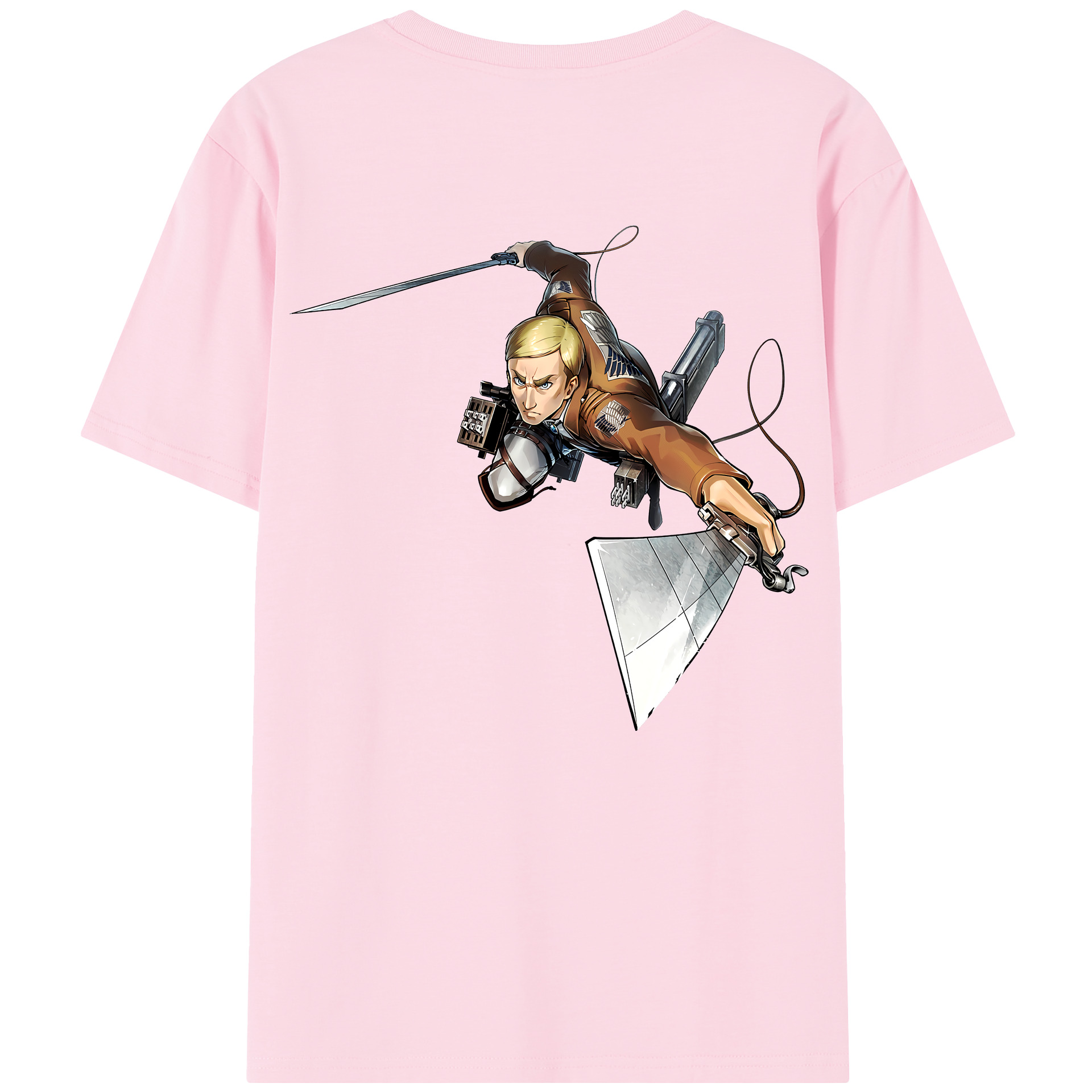 （画像用） 進撃の巨人 エルヴィン・スミス Attack on Titan Erwin Smith 綿100％半袖Tシャツ（背面プリント）
