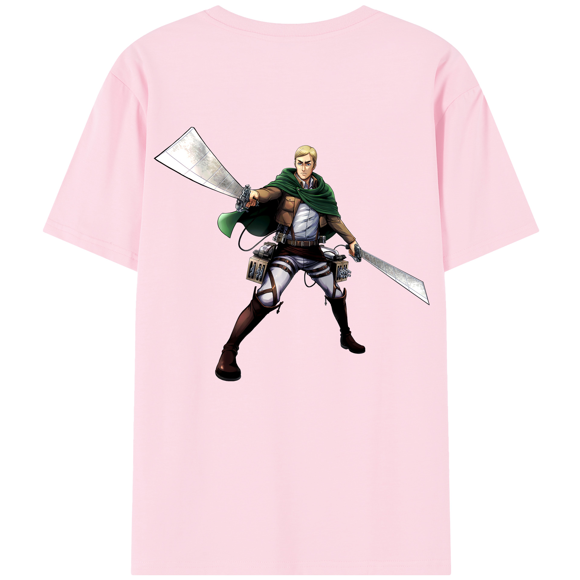 （画像用） 進撃の巨人 エルヴィン・スミス Attack on Titan Erwin Smith 綿100％半袖Tシャツ（背面プリント）