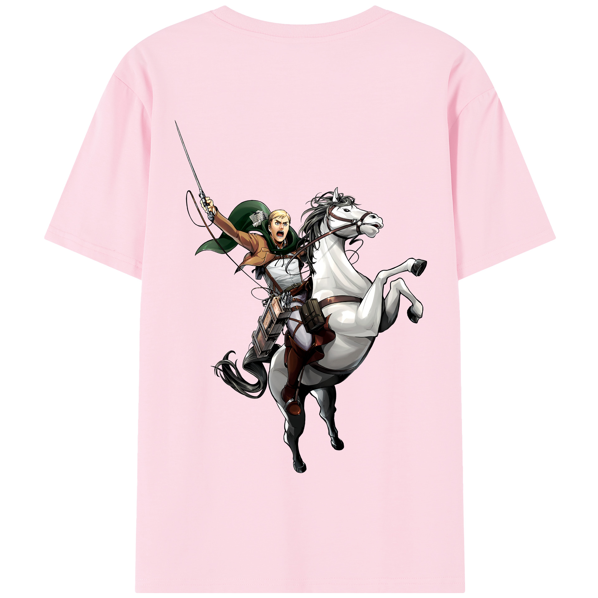 （画像用） 進撃の巨人 エルヴィン・スミス Attack on Titan Erwin Smith 綿100％半袖Tシャツ（背面プリント）