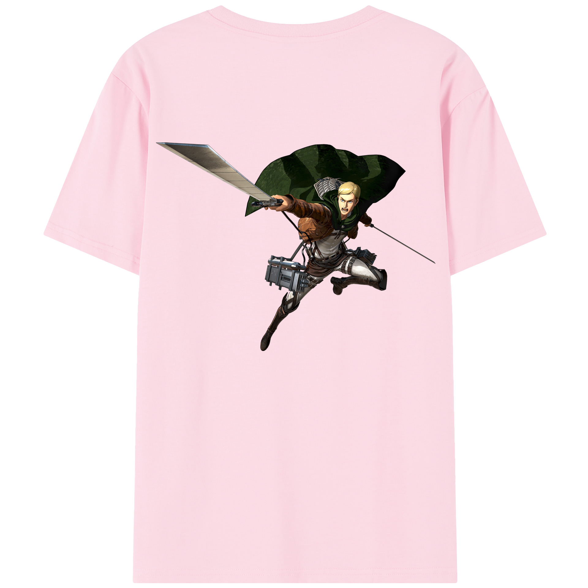 （画像用） 進撃の巨人 エルヴィン・スミス Attack on Titan Erwin Smith 綿100％半袖Tシャツ（背面プリント）