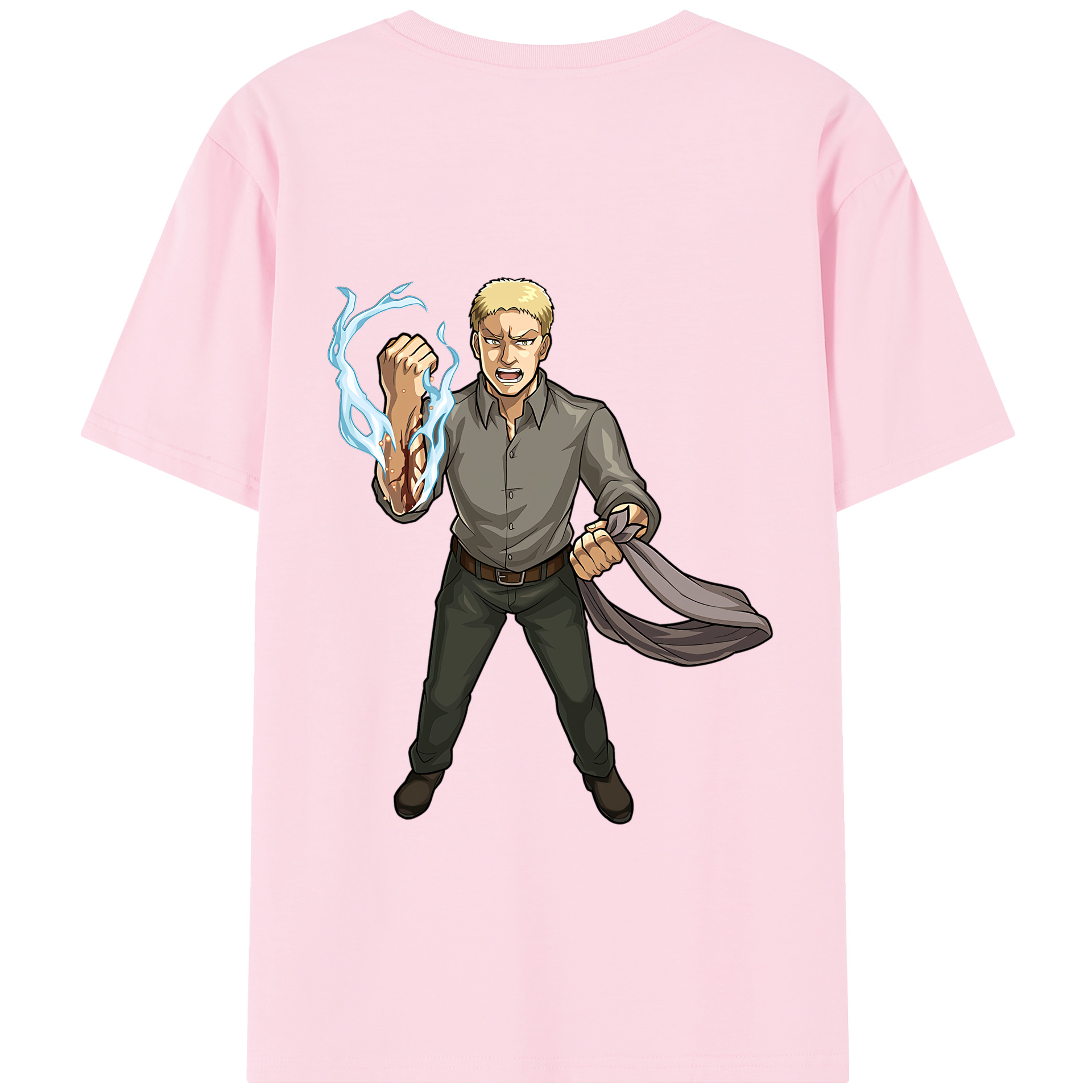 （画像用） 進撃の巨人 ライナー・ブラウン Attack on Titan Reiner Braun 綿100％半袖Tシャツ（背面プリント）