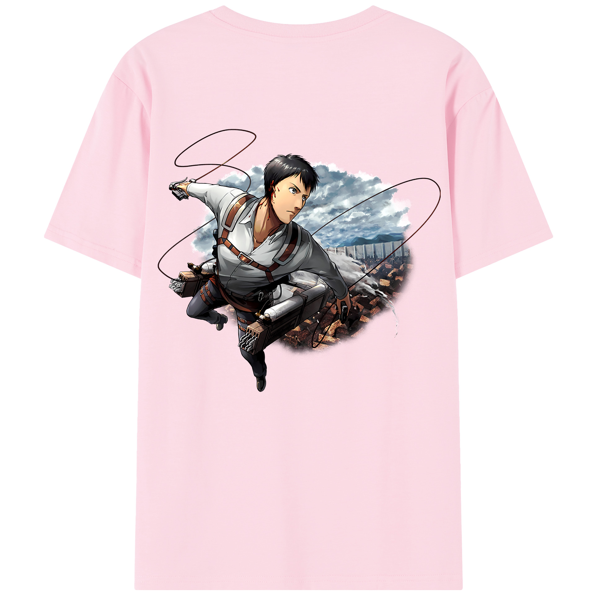 （画像用） 進撃の巨人 ベルトルト・フーバー Attack on Titan Bertholdt Hoover 綿100％半袖Tシャツ（背面プリント）
